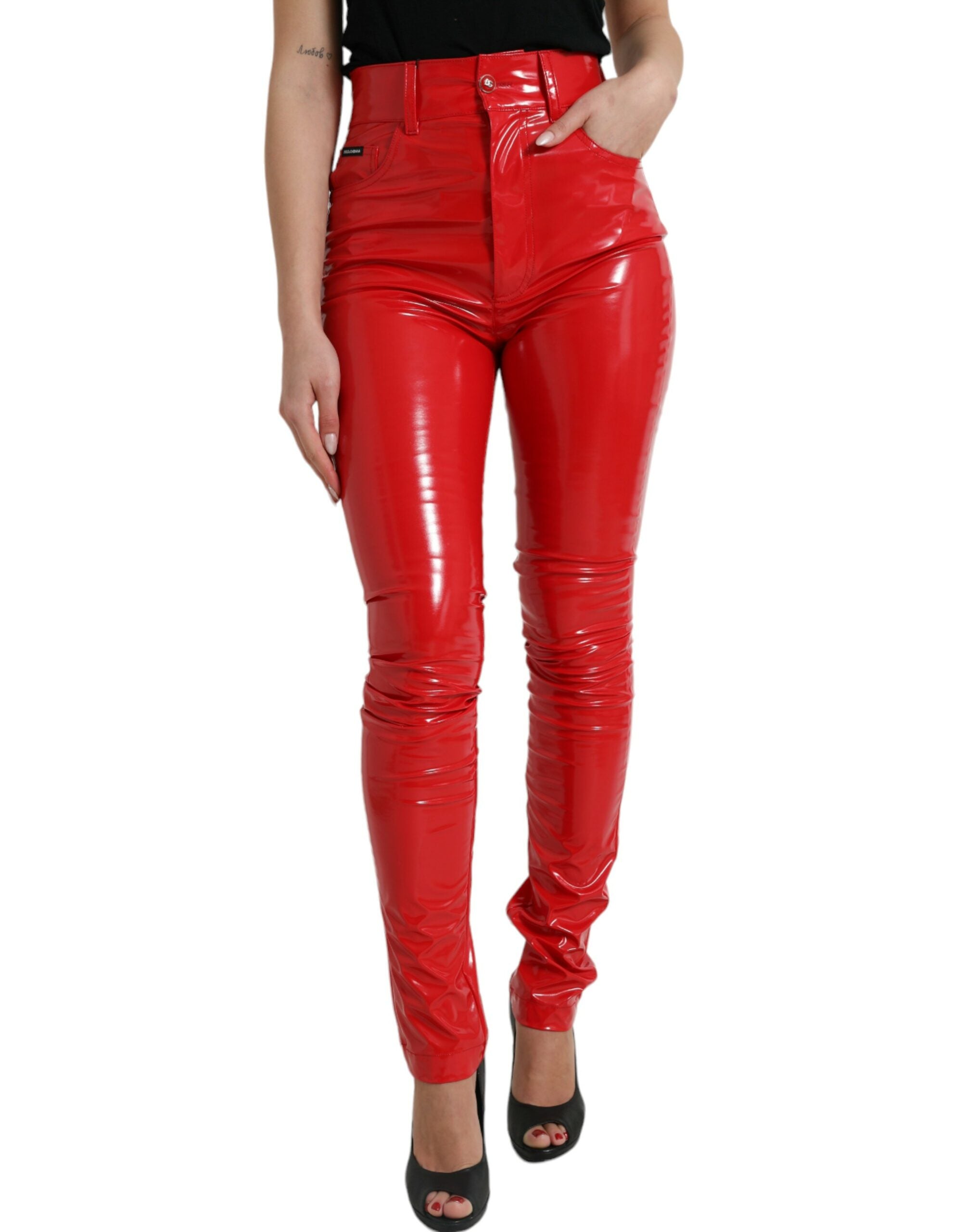 Dolce &amp; Gabbana High Waist Red Skinny Pants - Elegant und schick