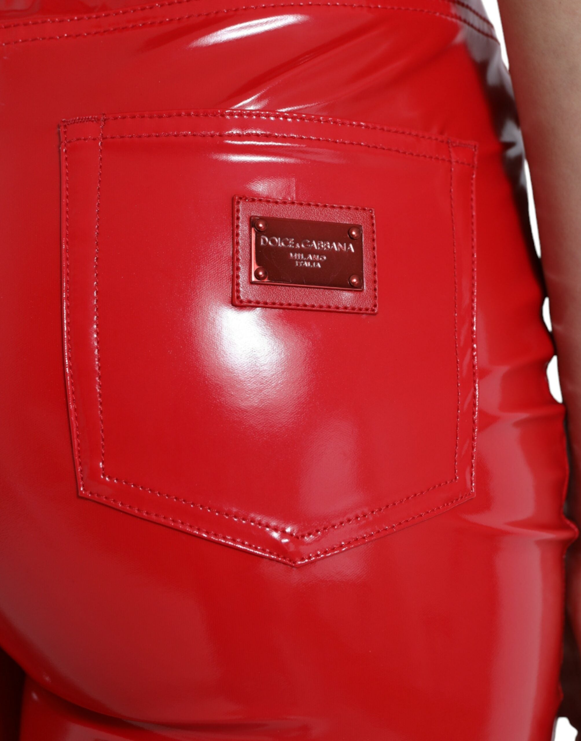 Dolce &amp; Gabbana High Waist Red Skinny Pants - Elegant und schick