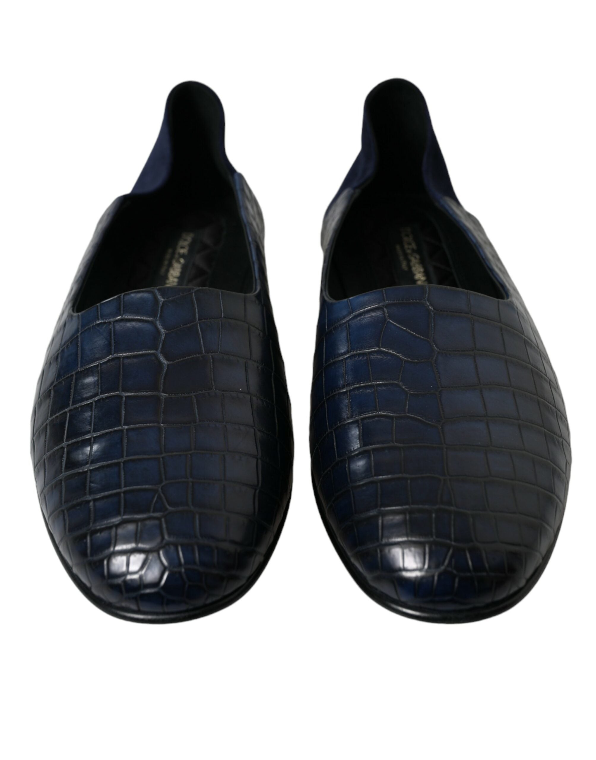 Mocassins élégants en cuir de crocodile bleu Dolce &amp; Gabbana