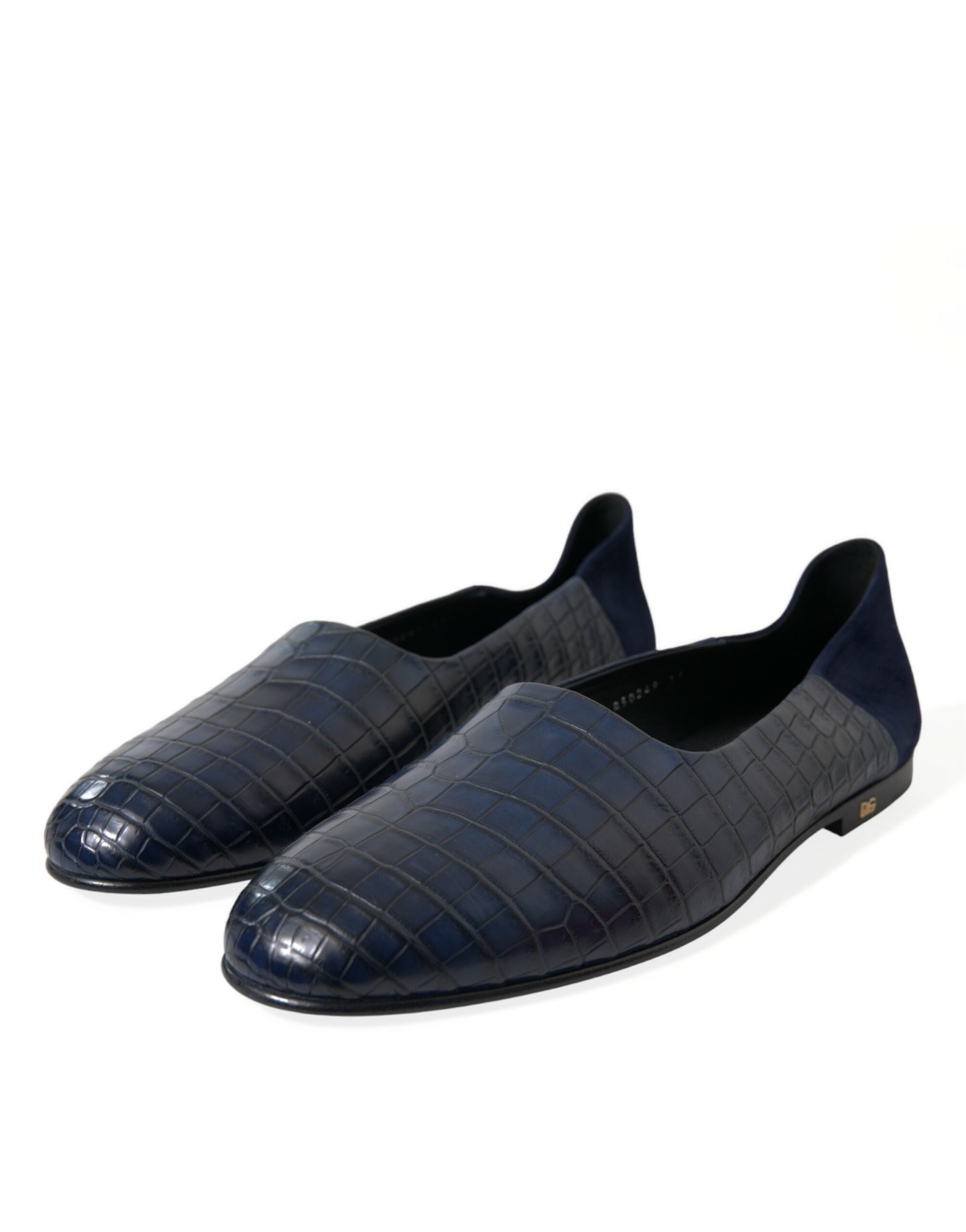 Mocassins élégants en cuir de crocodile bleu Dolce &amp; Gabbana