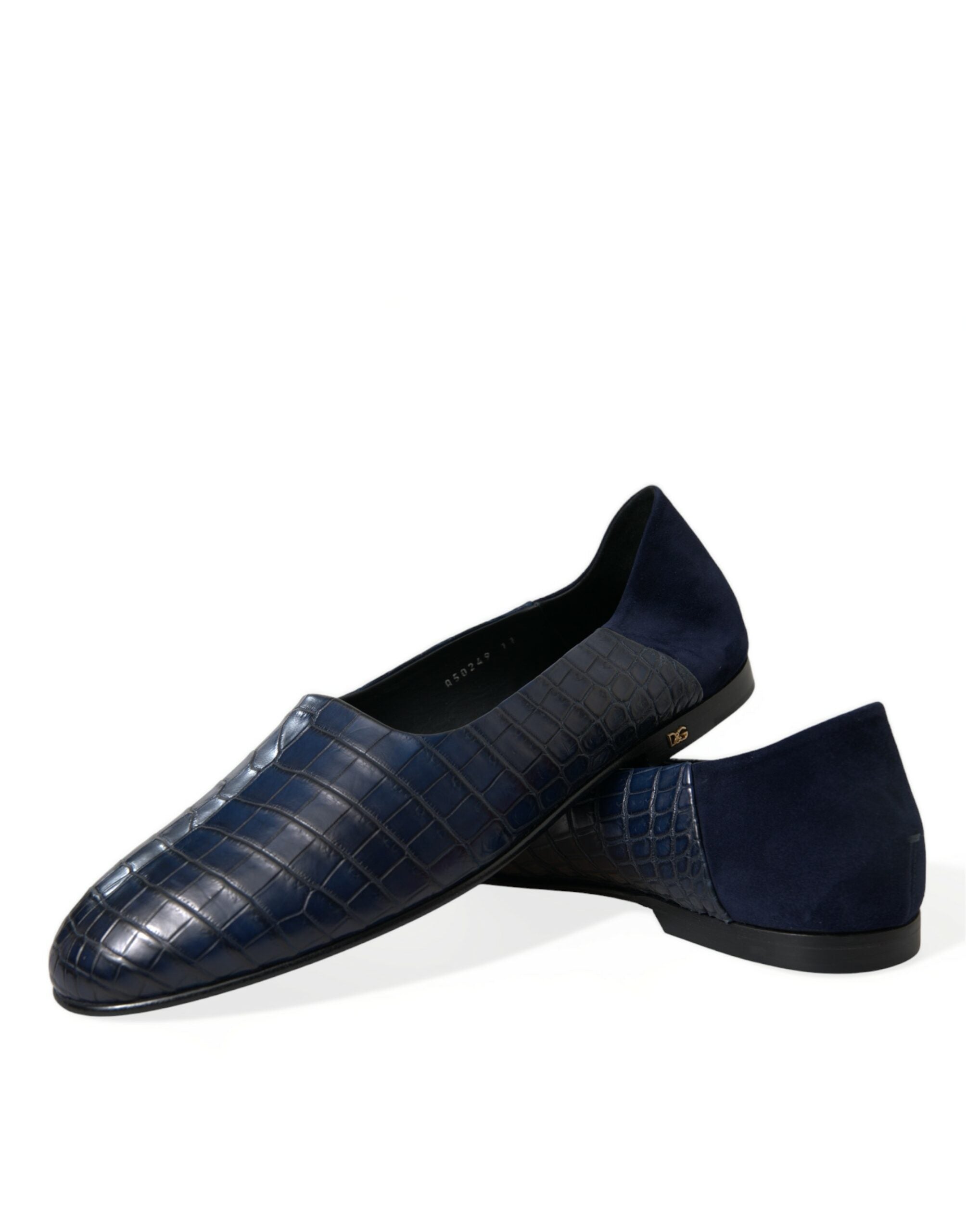Mocassins élégants en cuir de crocodile bleu Dolce &amp; Gabbana