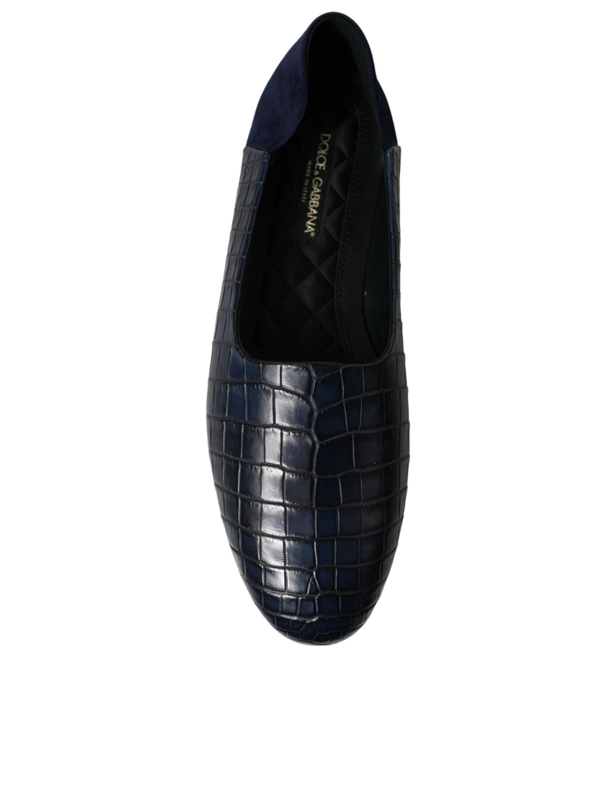 Mocassins élégants en cuir de crocodile bleu Dolce &amp; Gabbana