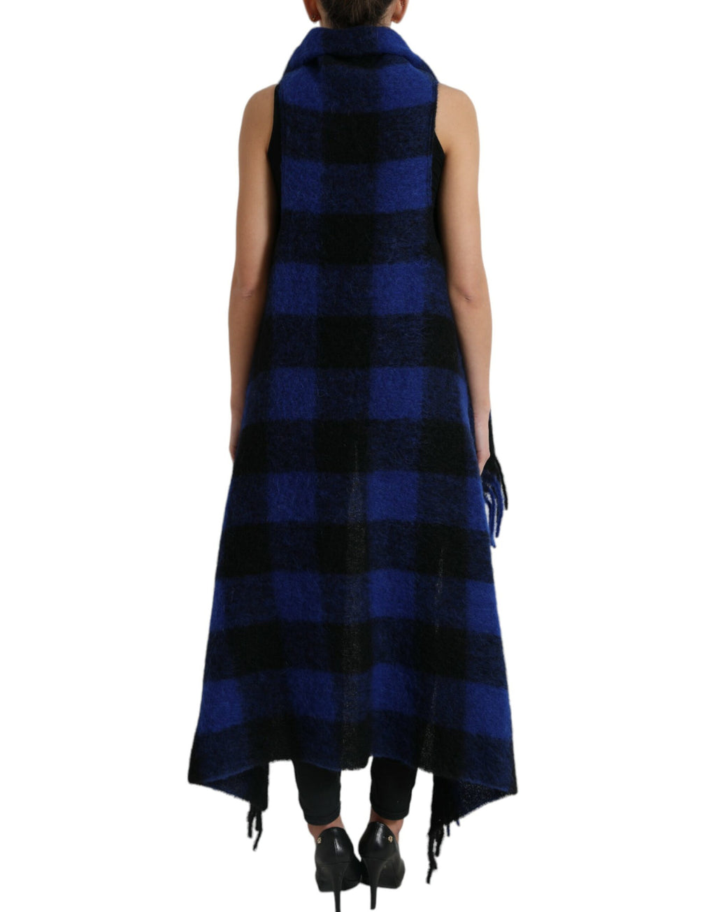 Dolce &amp; Gabbana – Eleganter Poncho-Cardigan mit karierten Fransen