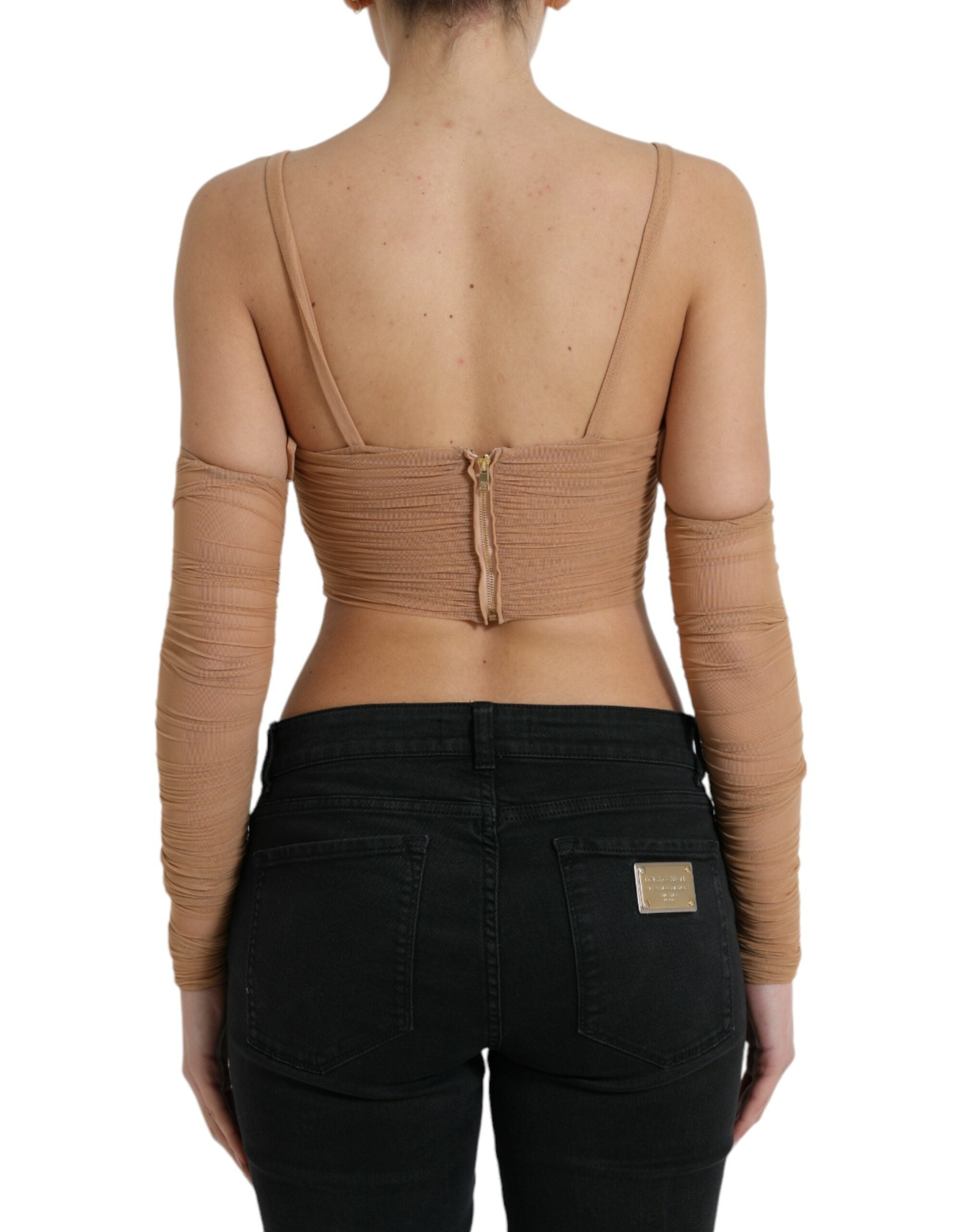 Dolce &amp; Gabbana Elegantes braunes kurzes Langarmtop