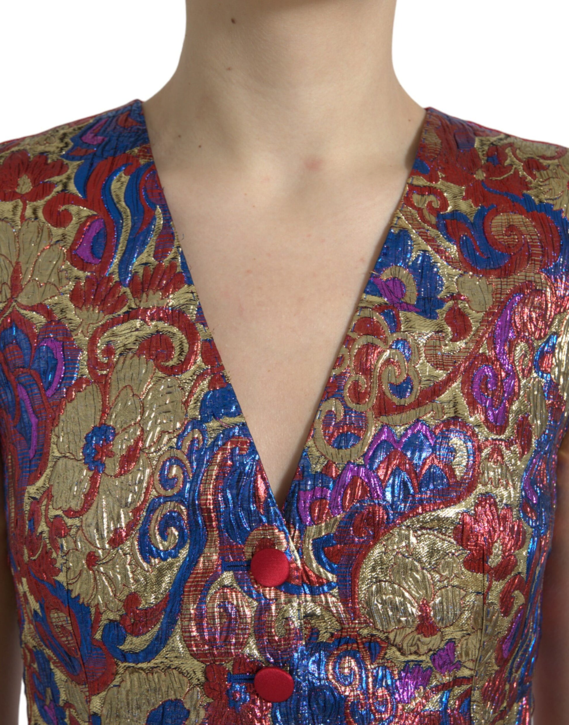 Dolce &amp; Gabbana – Mehrfarbige Weste aus Jacquard mit Blumenmuster