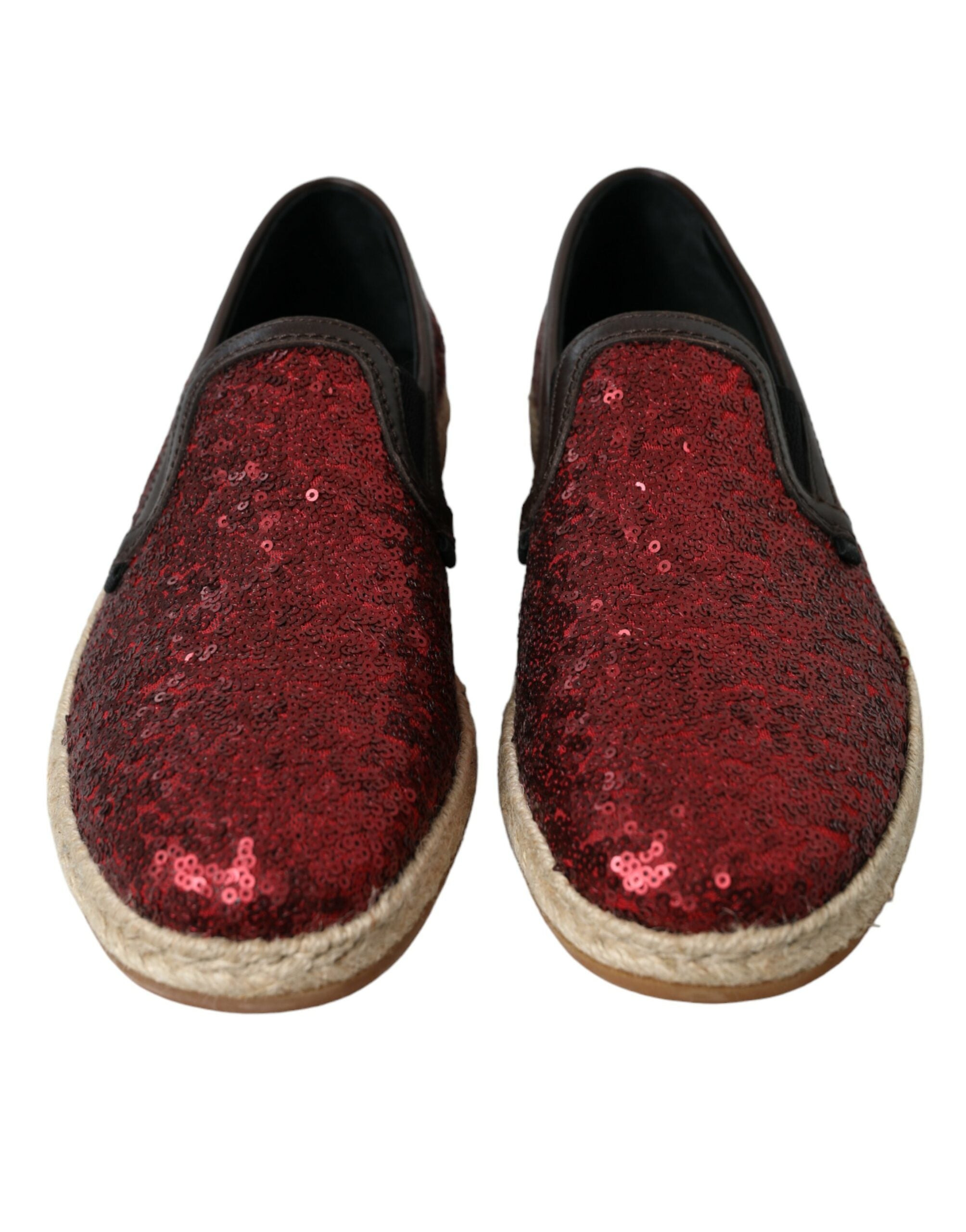Mocassins en cuir à paillettes rouges Dolce &amp; Gabbana