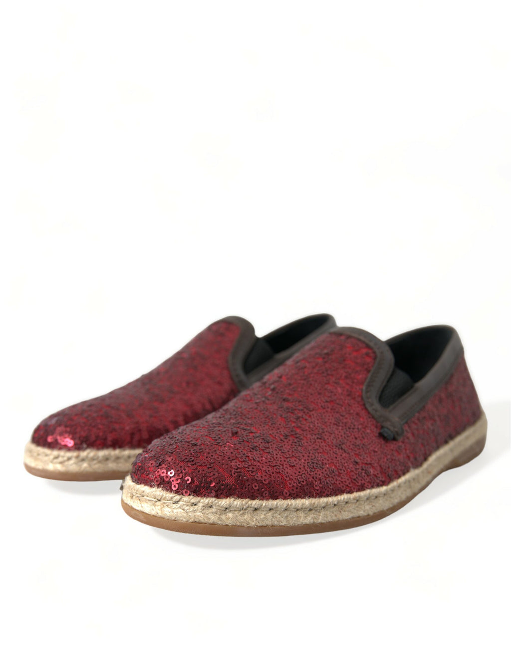 Mocassins en cuir à paillettes rouges Dolce &amp; Gabbana