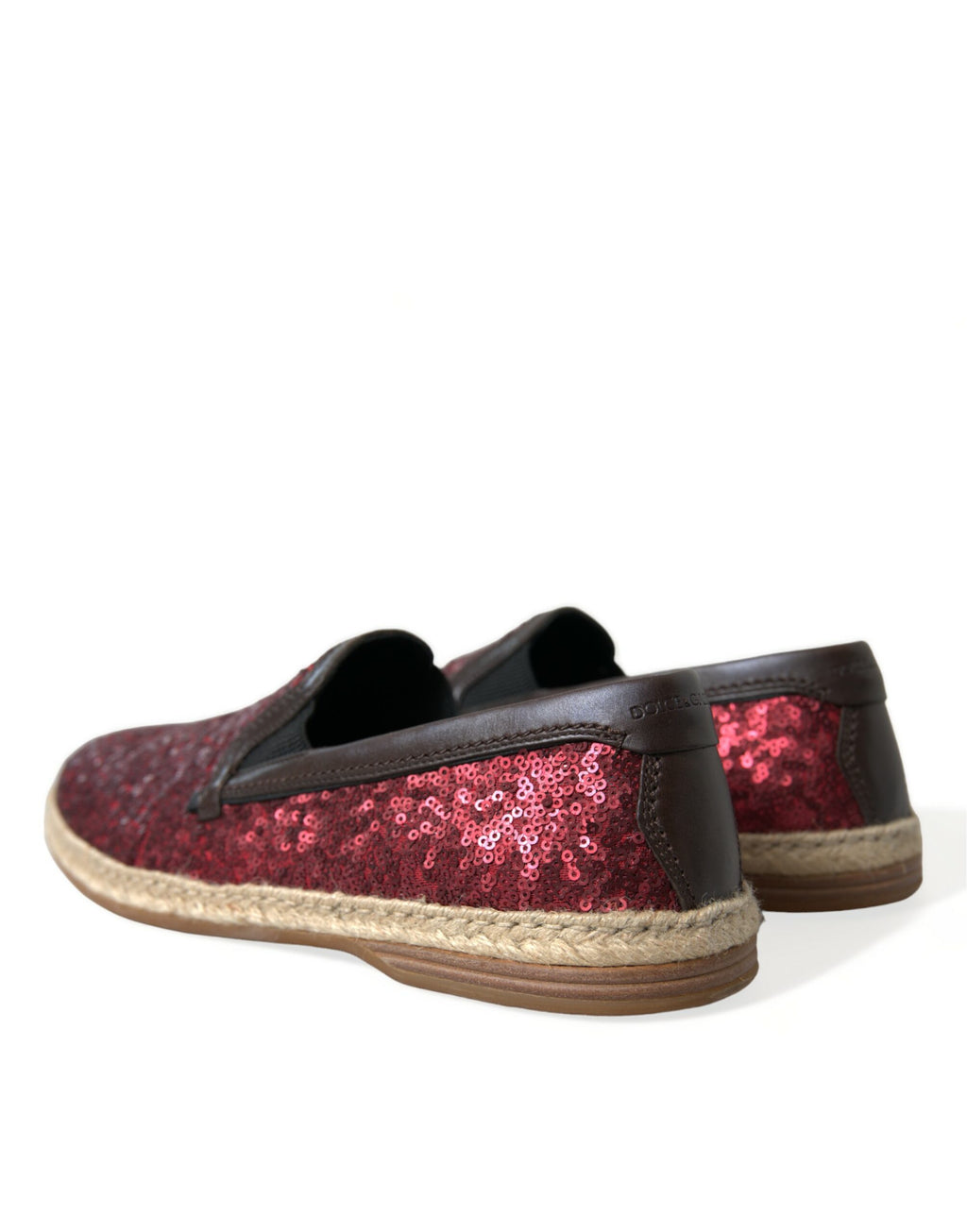 Mocassins en cuir à paillettes rouges Dolce &amp; Gabbana
