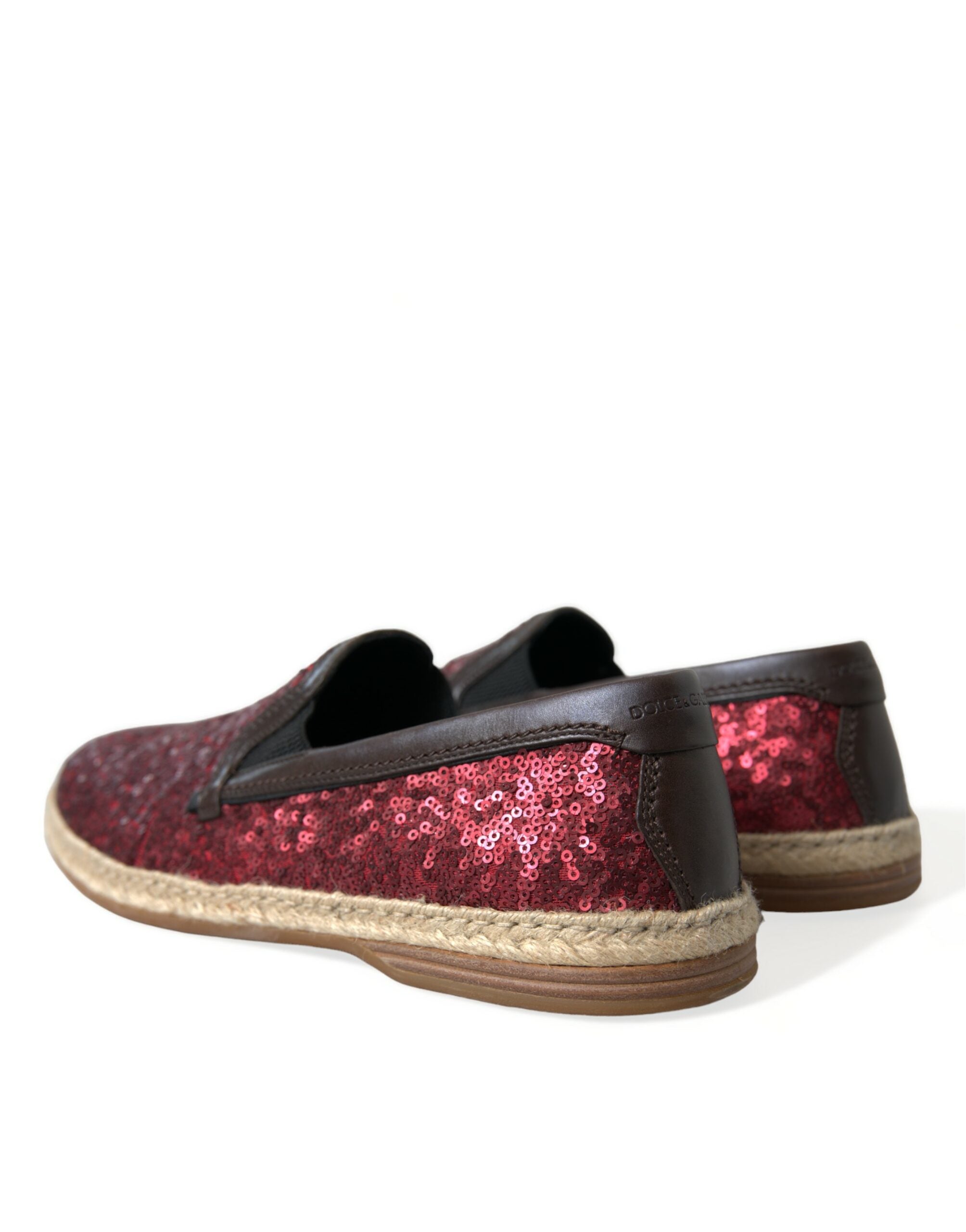 Mocassins en cuir à paillettes rouges Dolce &amp; Gabbana