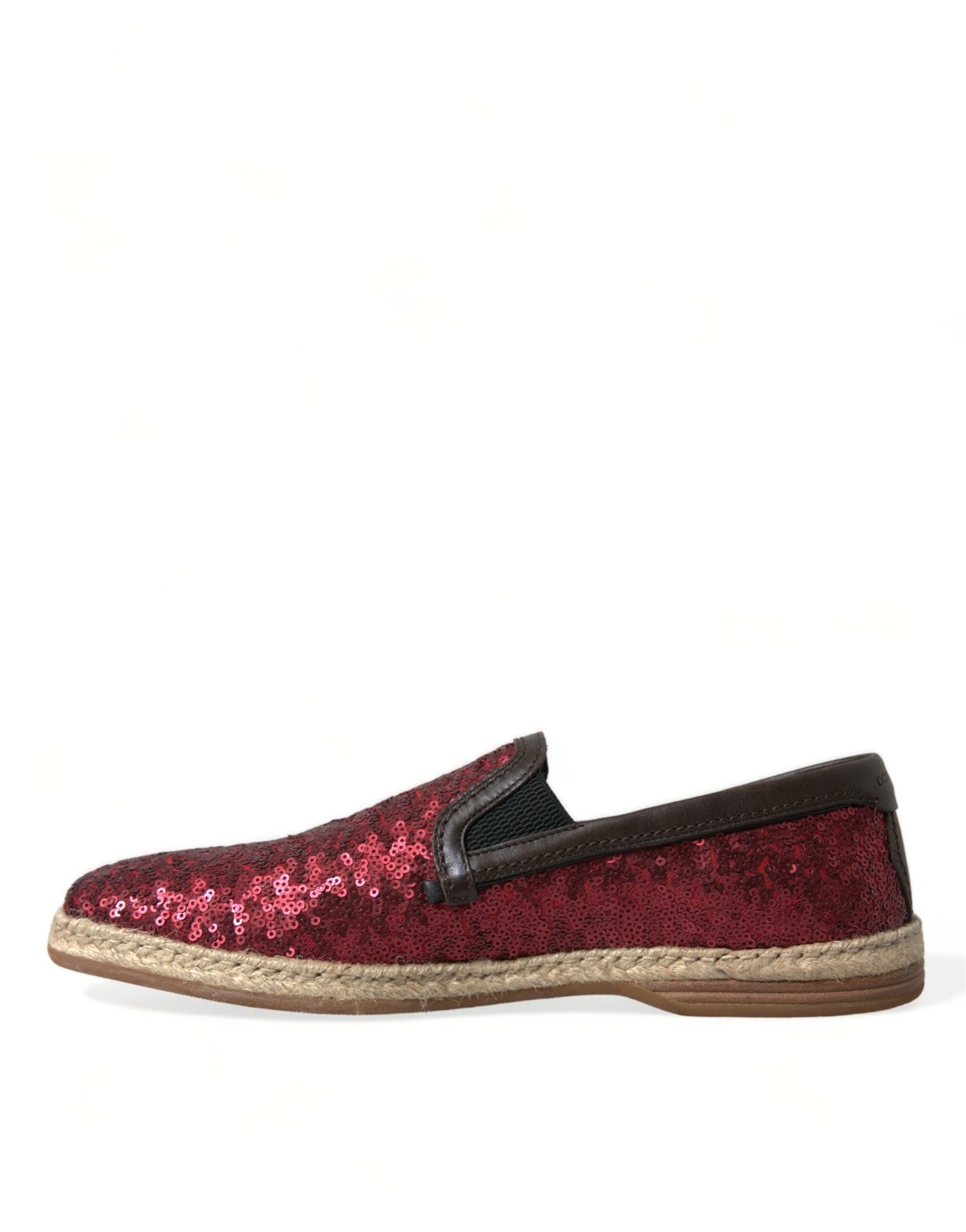 Mocassins en cuir à paillettes rouges Dolce &amp; Gabbana