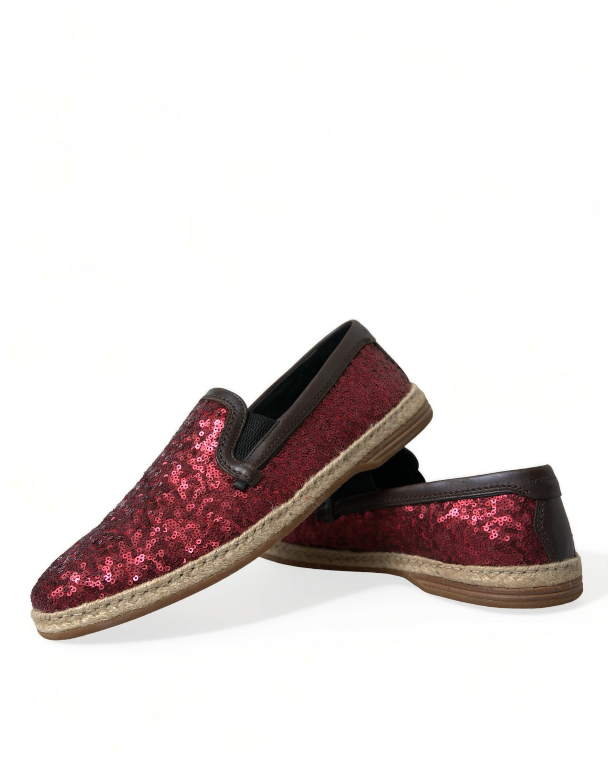 Mocassins en cuir à paillettes rouges Dolce &amp; Gabbana