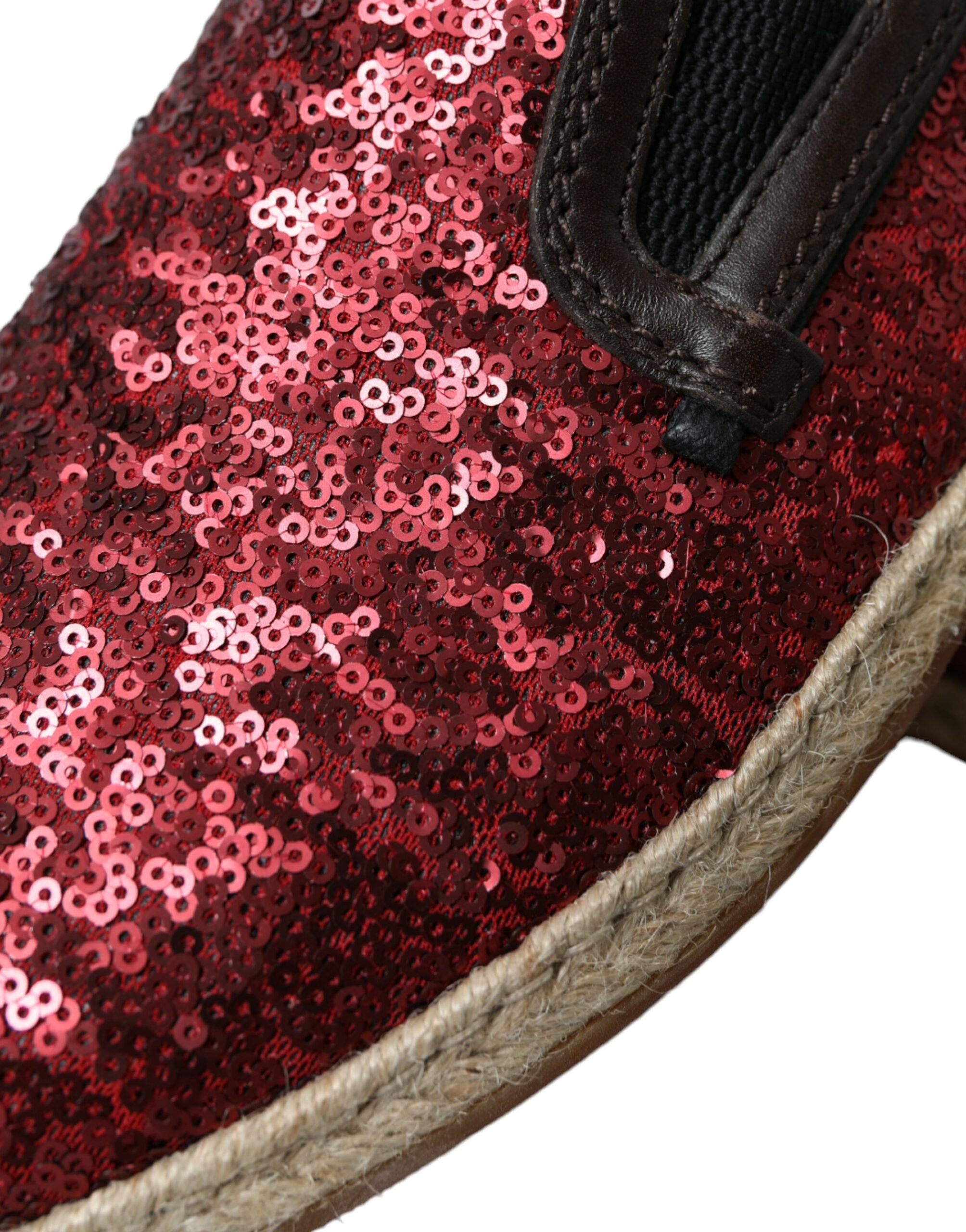 Mocassins en cuir à paillettes rouges Dolce &amp; Gabbana