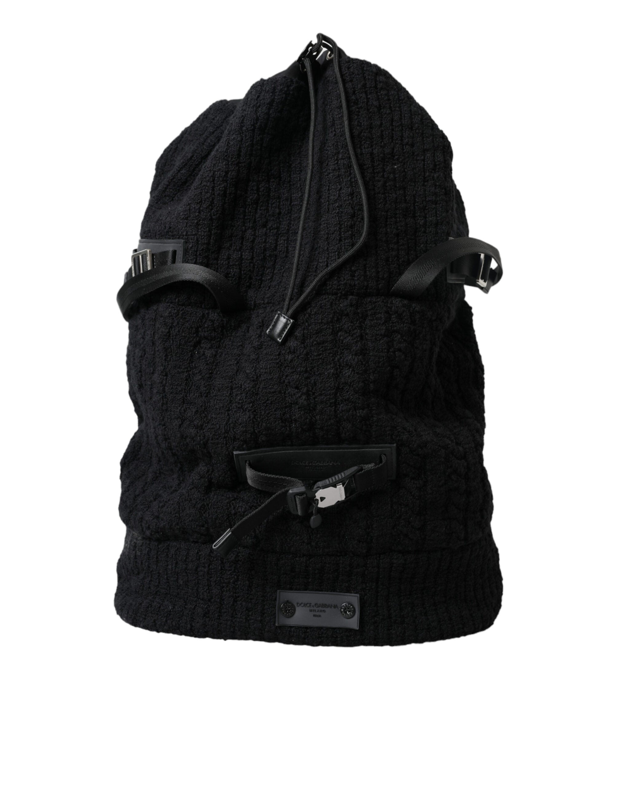 Sac à dos élégant Dolce &amp; Gabbana en tricot de laine mélangée noir