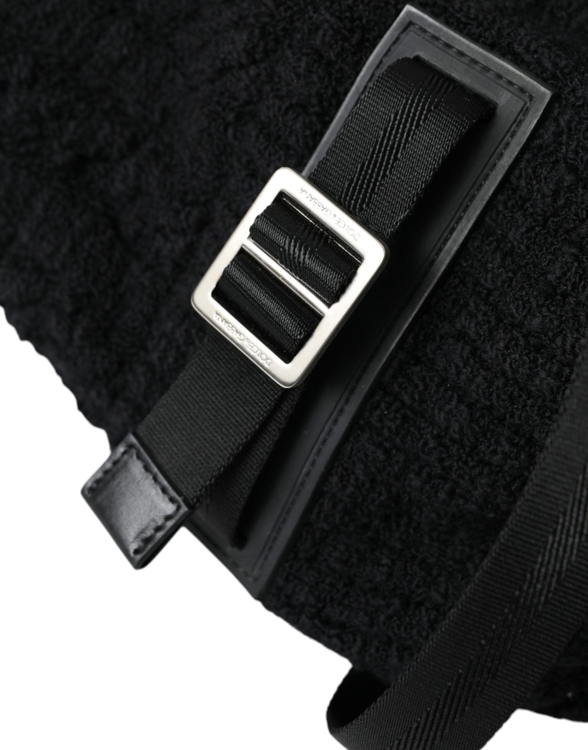 Sac à dos élégant Dolce &amp; Gabbana en tricot de laine mélangée noir