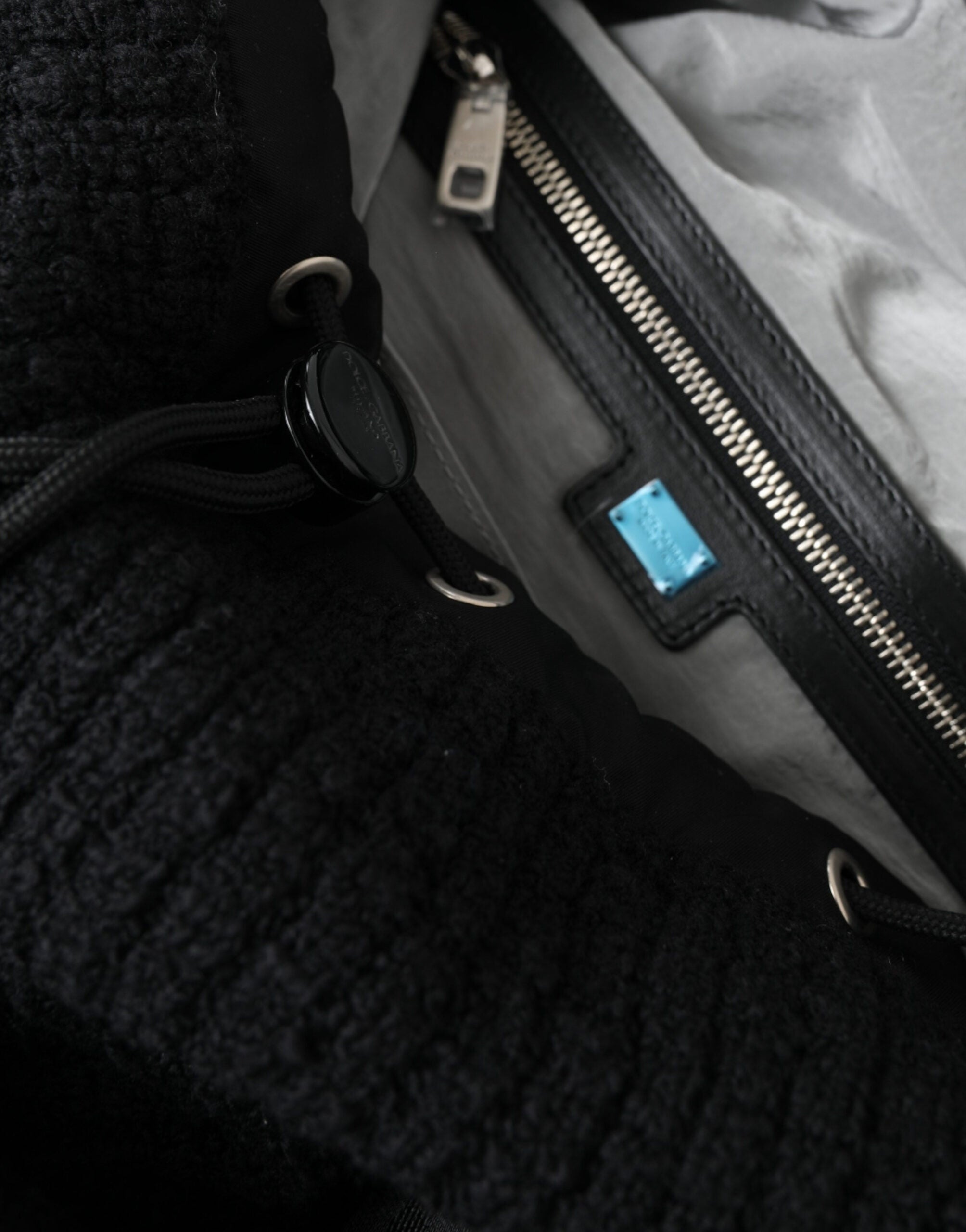 Sac à dos élégant Dolce &amp; Gabbana en tricot de laine mélangée noir