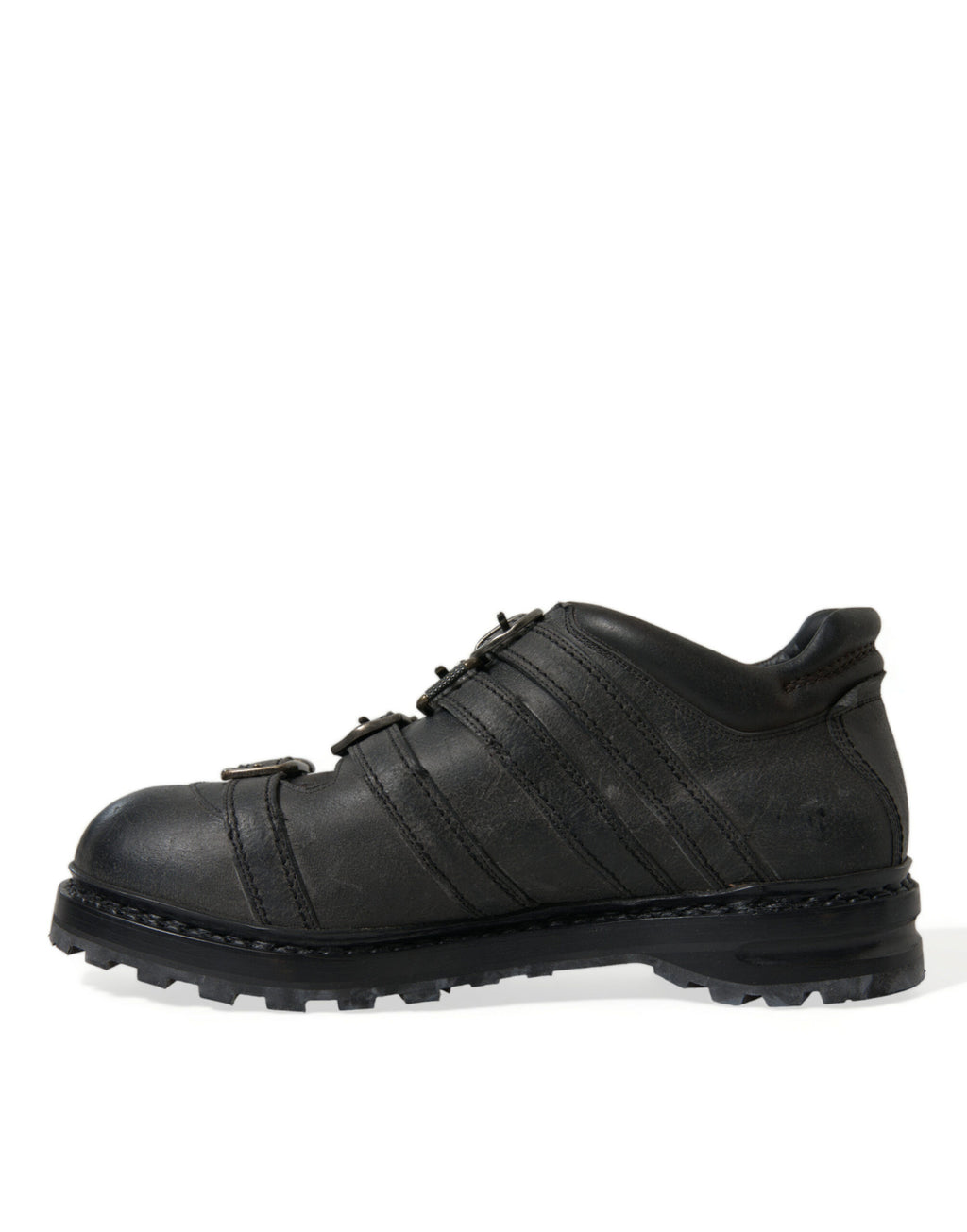 Dolce &amp; Gabbana Schwarze Lederstiefel mit Knöchelriemen