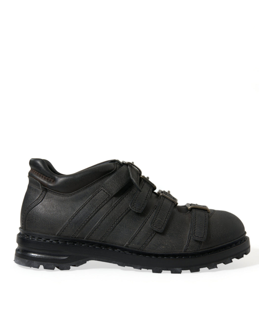 Dolce &amp; Gabbana Schwarze Lederstiefel mit Knöchelriemen