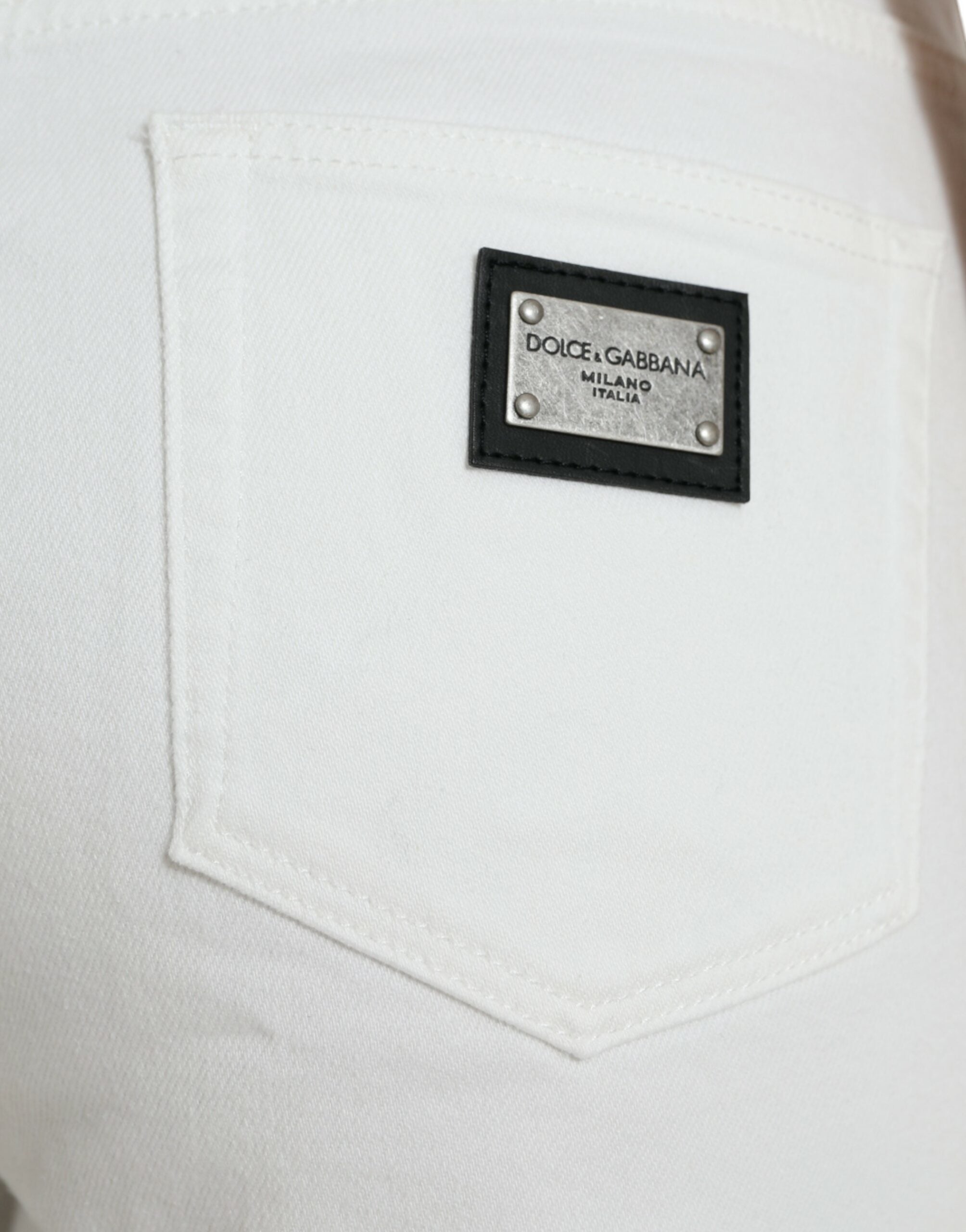 Dolce &amp; Gabbana – Elegante, weiße, verkürzte Jeans mit mittlerer Taille