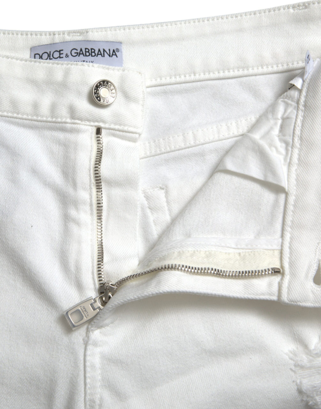 Dolce &amp; Gabbana – Elegante, weiße, verkürzte Jeans mit mittlerer Taille