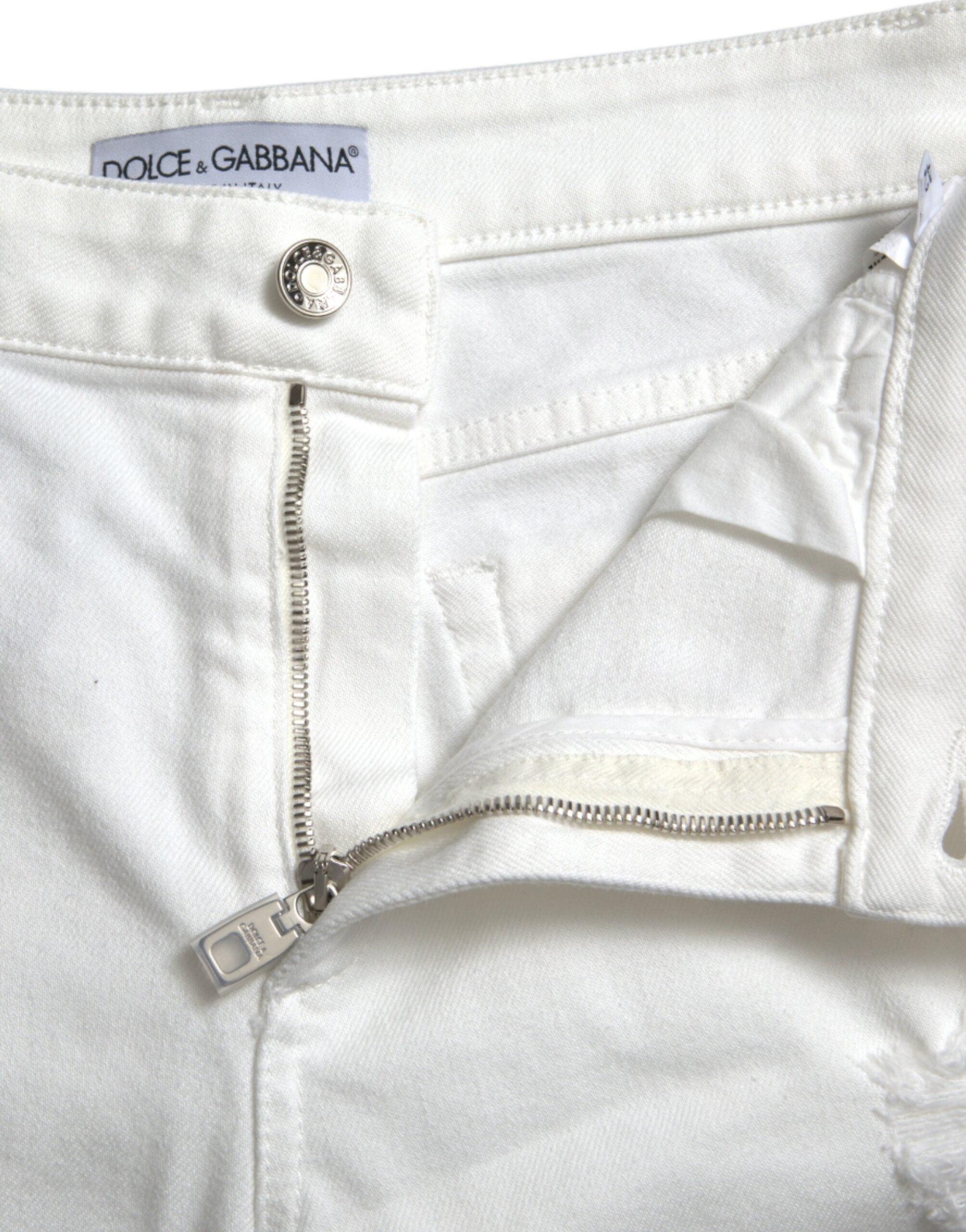 Dolce &amp; Gabbana – Elegante, weiße, verkürzte Jeans mit mittlerer Taille