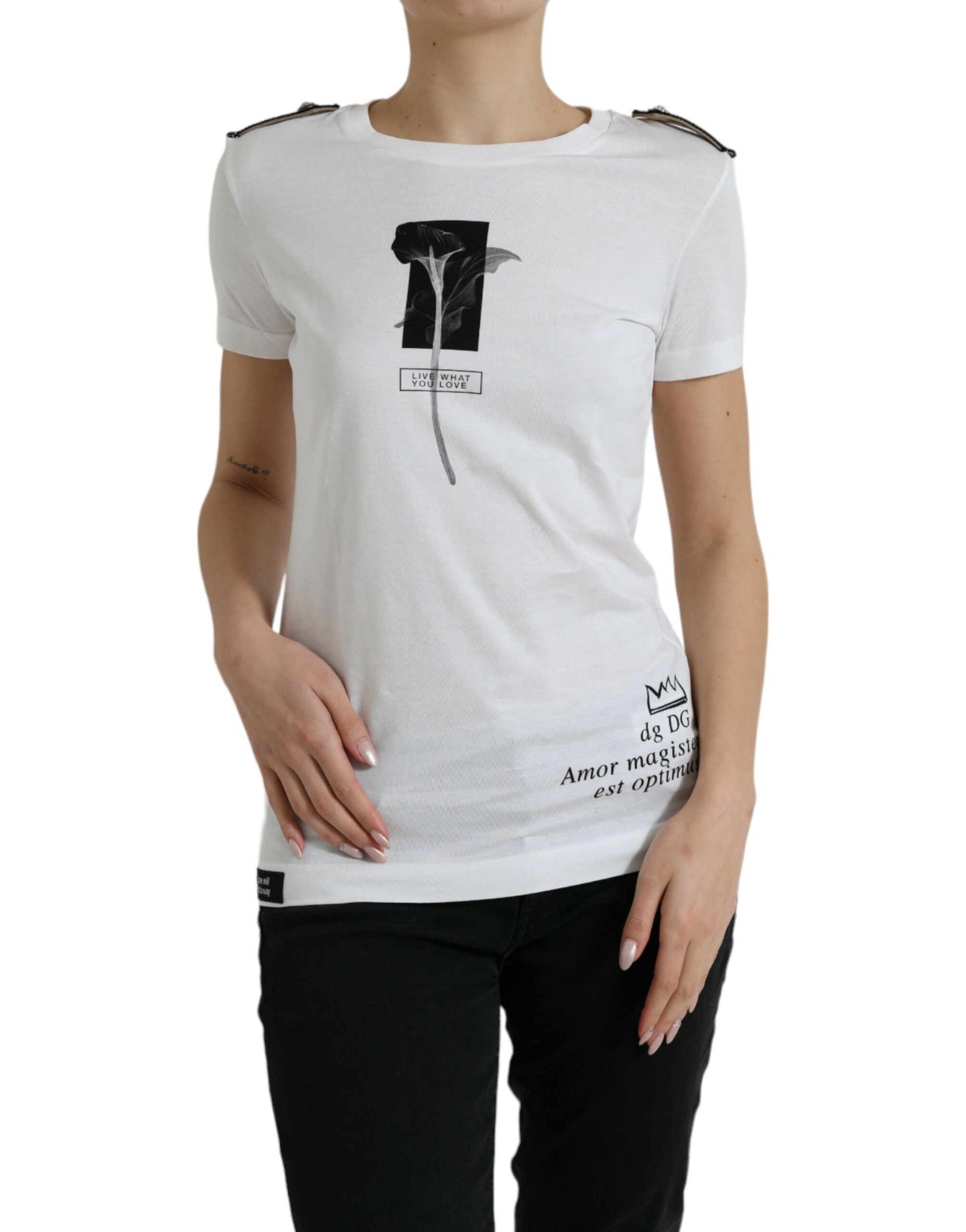 Dolce &amp; Gabbana – Elegantes, einfarbiges T-Shirt mit Rundhalsausschnitt