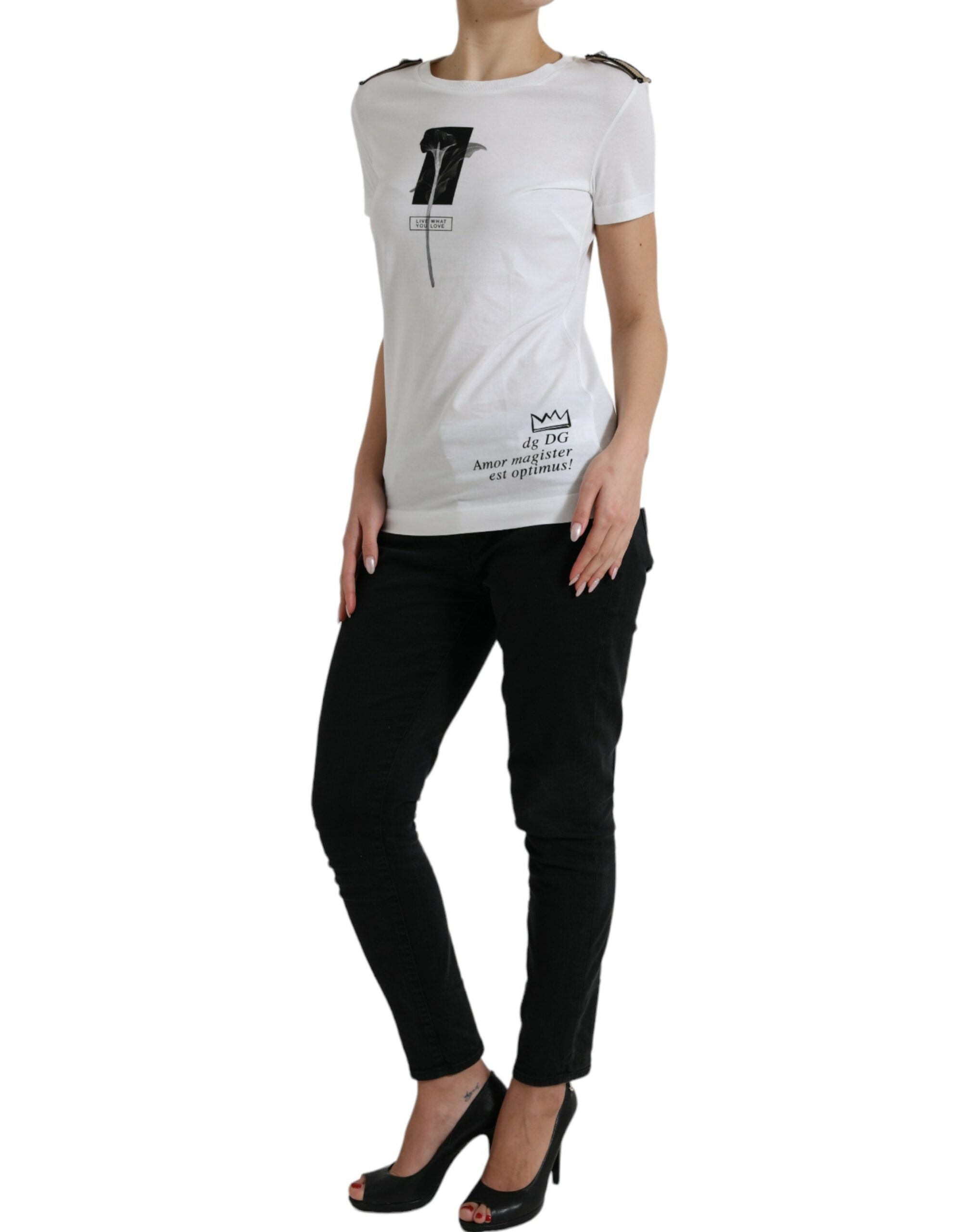Dolce &amp; Gabbana – Elegantes, einfarbiges T-Shirt mit Rundhalsausschnitt