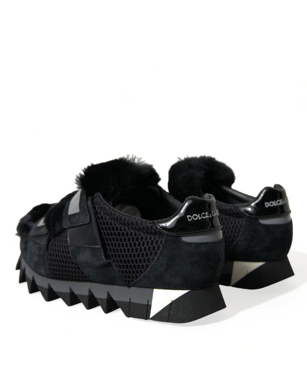 Dolce &amp; Gabbana Elegante, pelzverzierte Wildleder-Sneakers