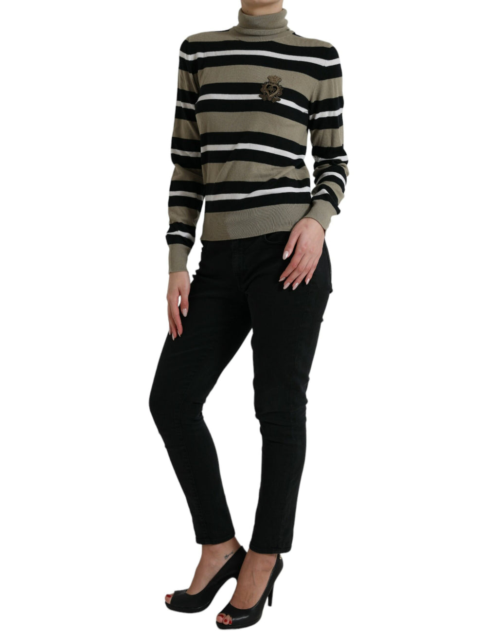 Dolce &amp; Gabbana Eleganter gestreifter Rollkragenpullover aus Wolle