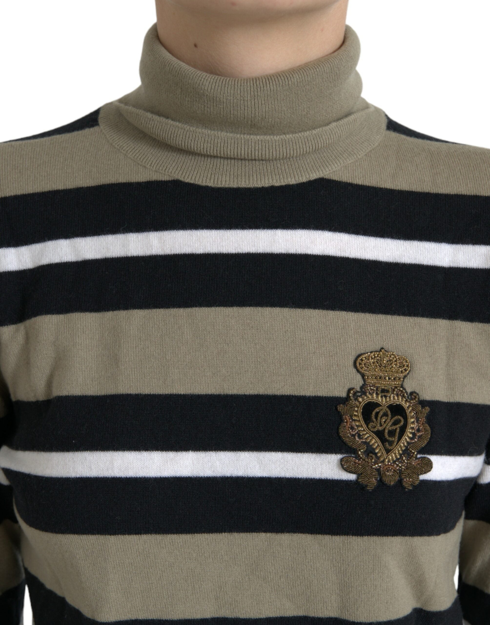 Dolce &amp; Gabbana Eleganter gestreifter Rollkragenpullover aus Wolle