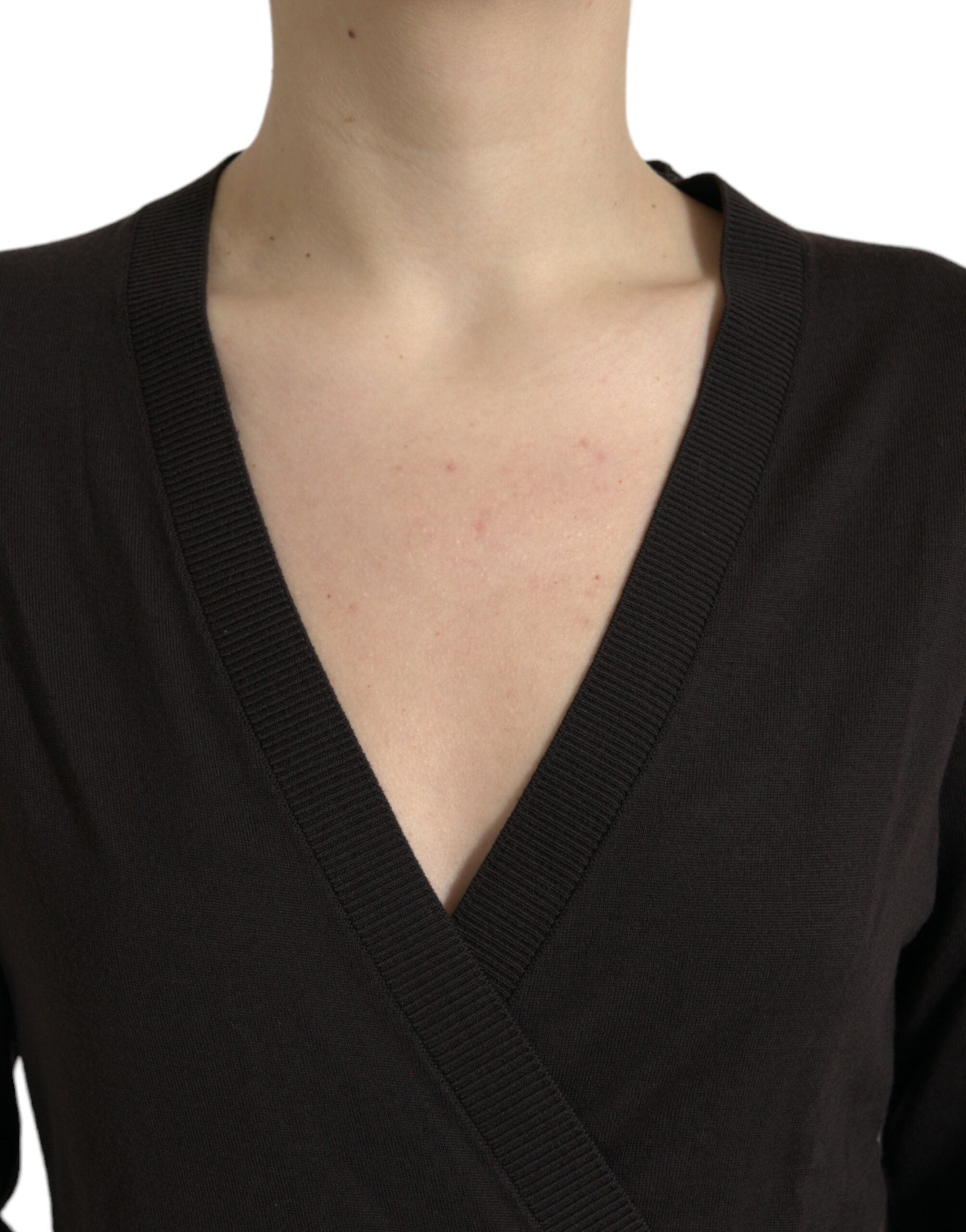 Dolce &amp; Gabbana Elegante schwarze Strickjacke aus Schurwolle