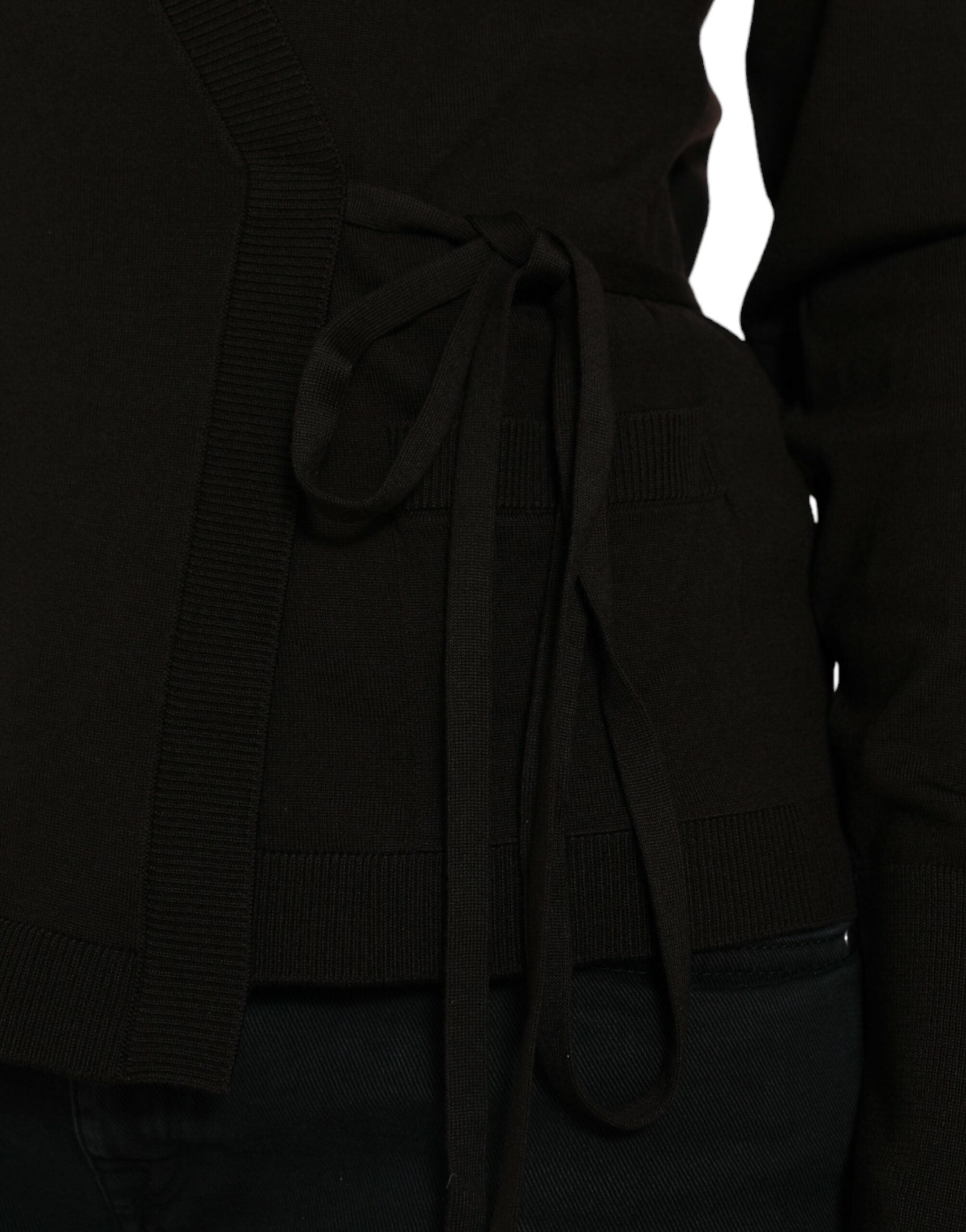 Dolce &amp; Gabbana Elegante schwarze Strickjacke aus Schurwolle