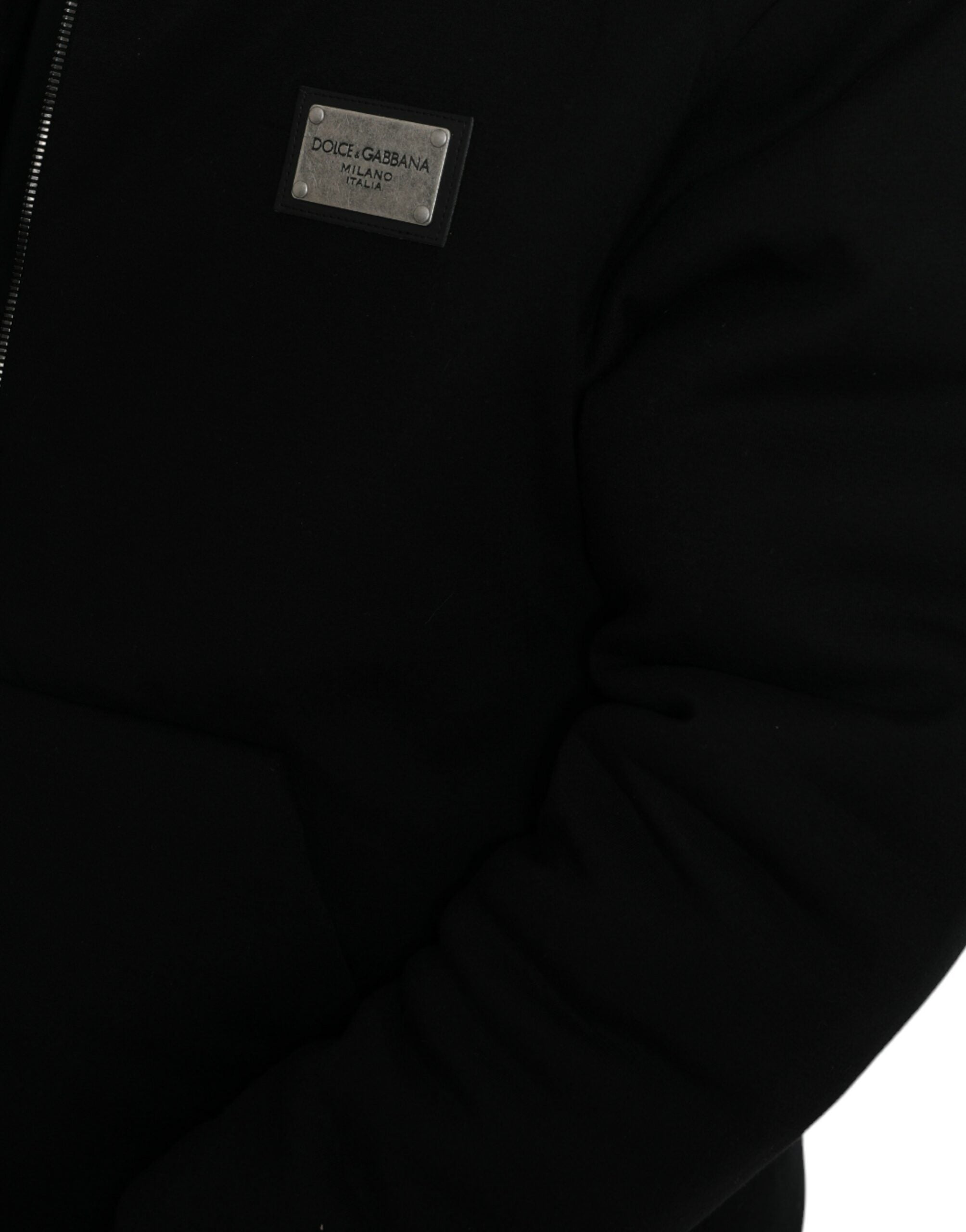 Dolce &amp; Gabbana Élégant blouson aviateur noir à capuche