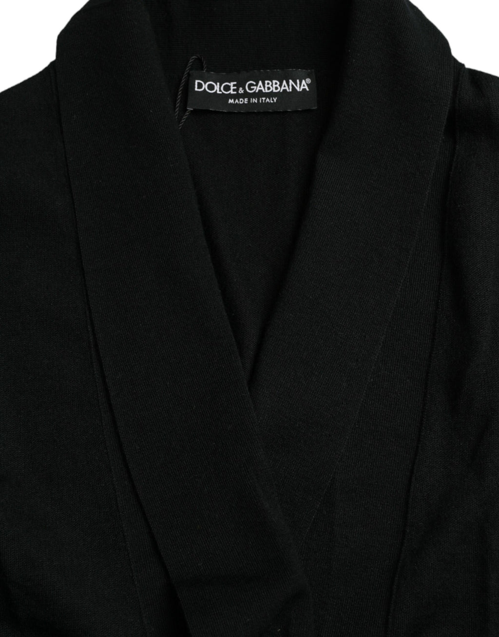 Robe élégante en cachemire noir Dolce &amp; Gabbana avec ceinture à la taille