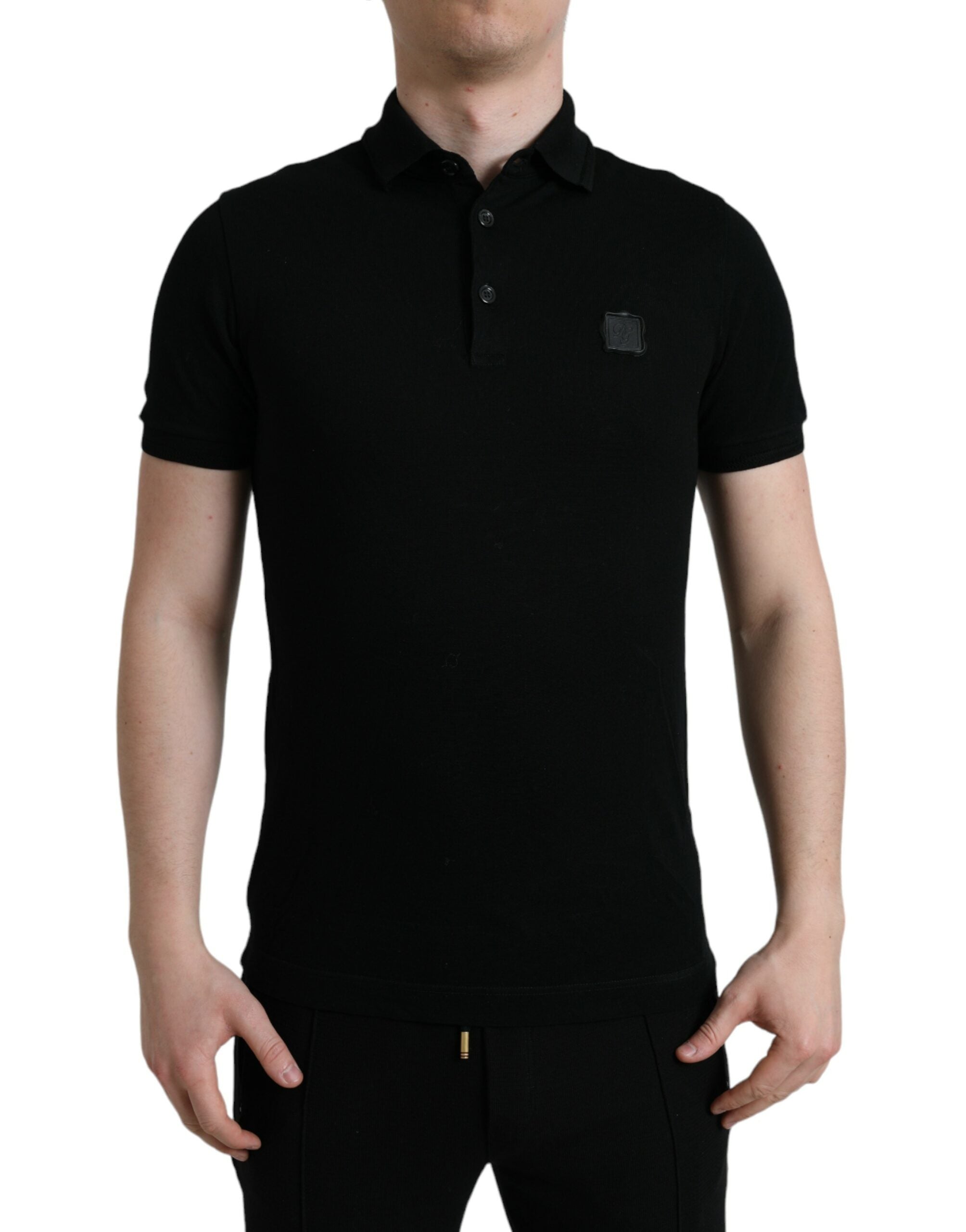 Dolce &amp; Gabbana Elegantes schwarzes Poloshirt aus Baumwolle