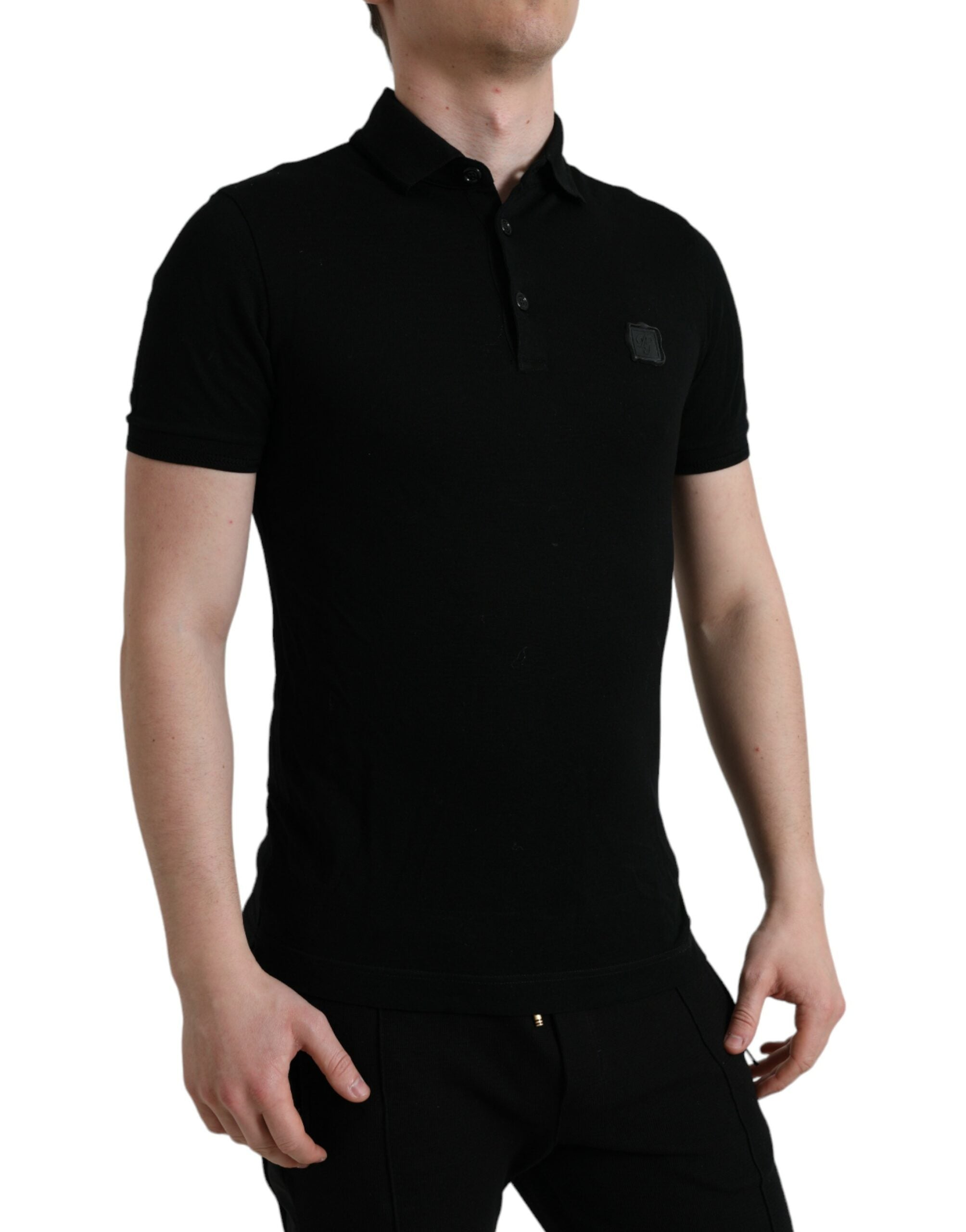 Dolce &amp; Gabbana Elegantes schwarzes Poloshirt aus Baumwolle