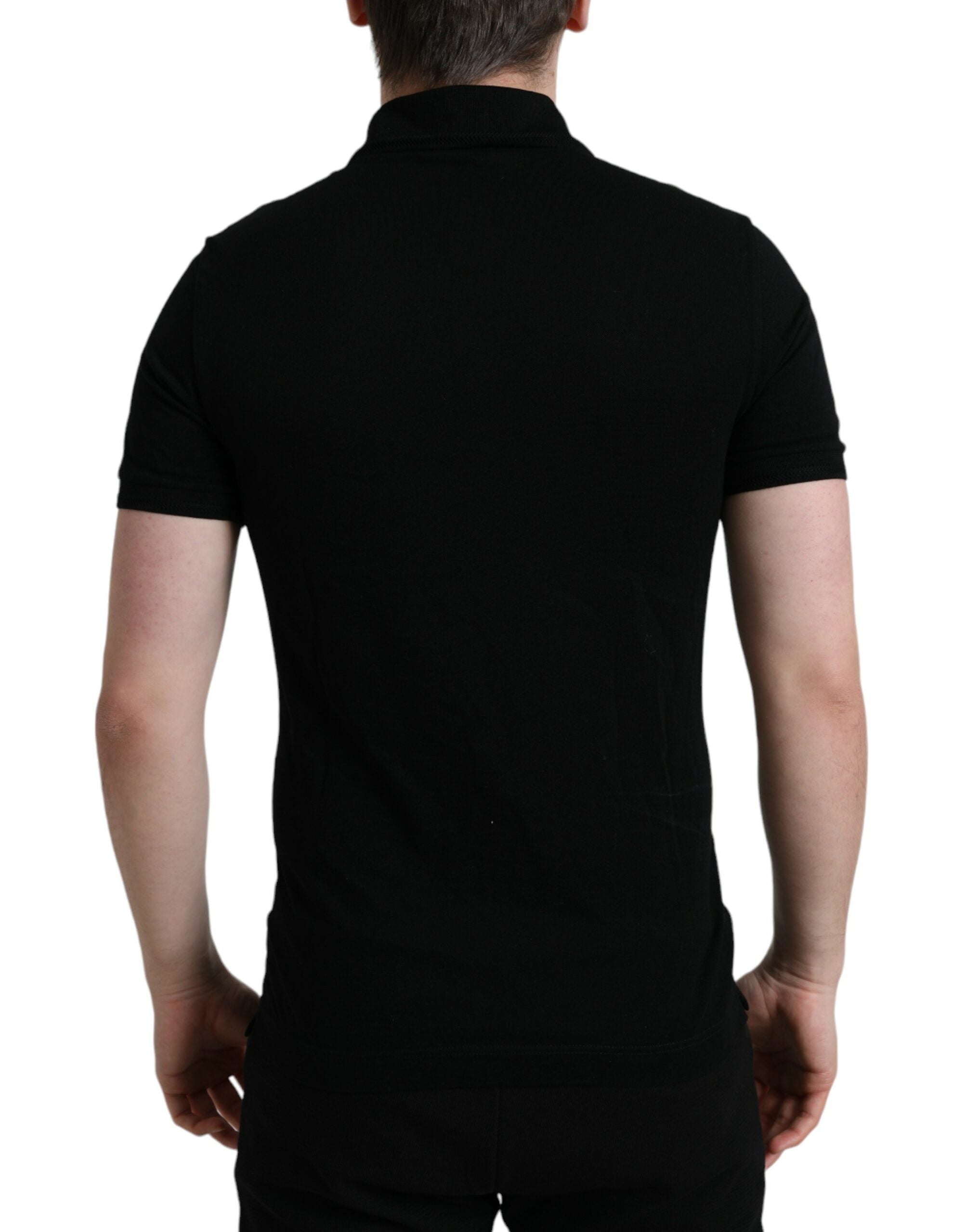 Dolce &amp; Gabbana Elegantes schwarzes Poloshirt aus Baumwolle