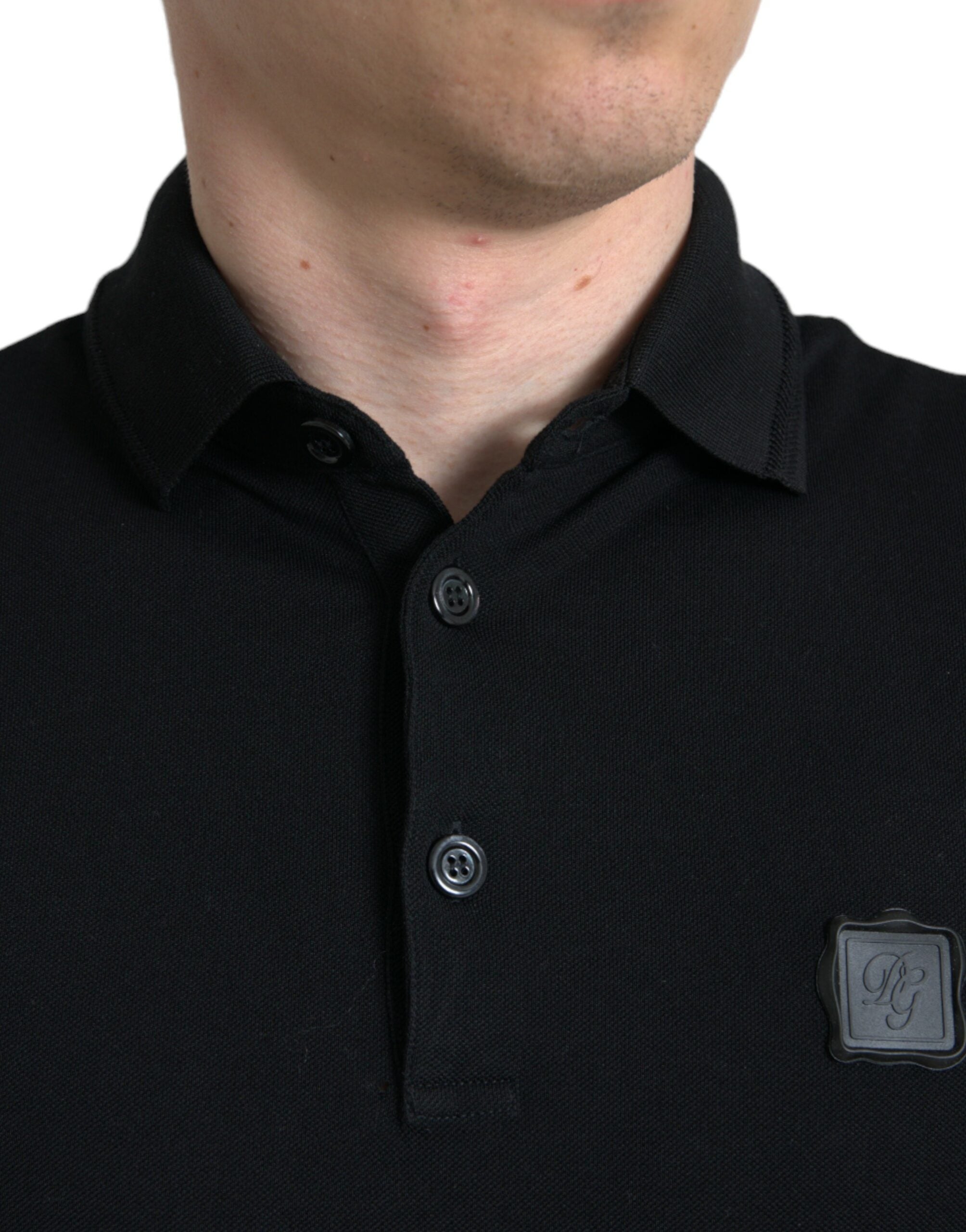 Dolce &amp; Gabbana Elegantes schwarzes Poloshirt aus Baumwolle