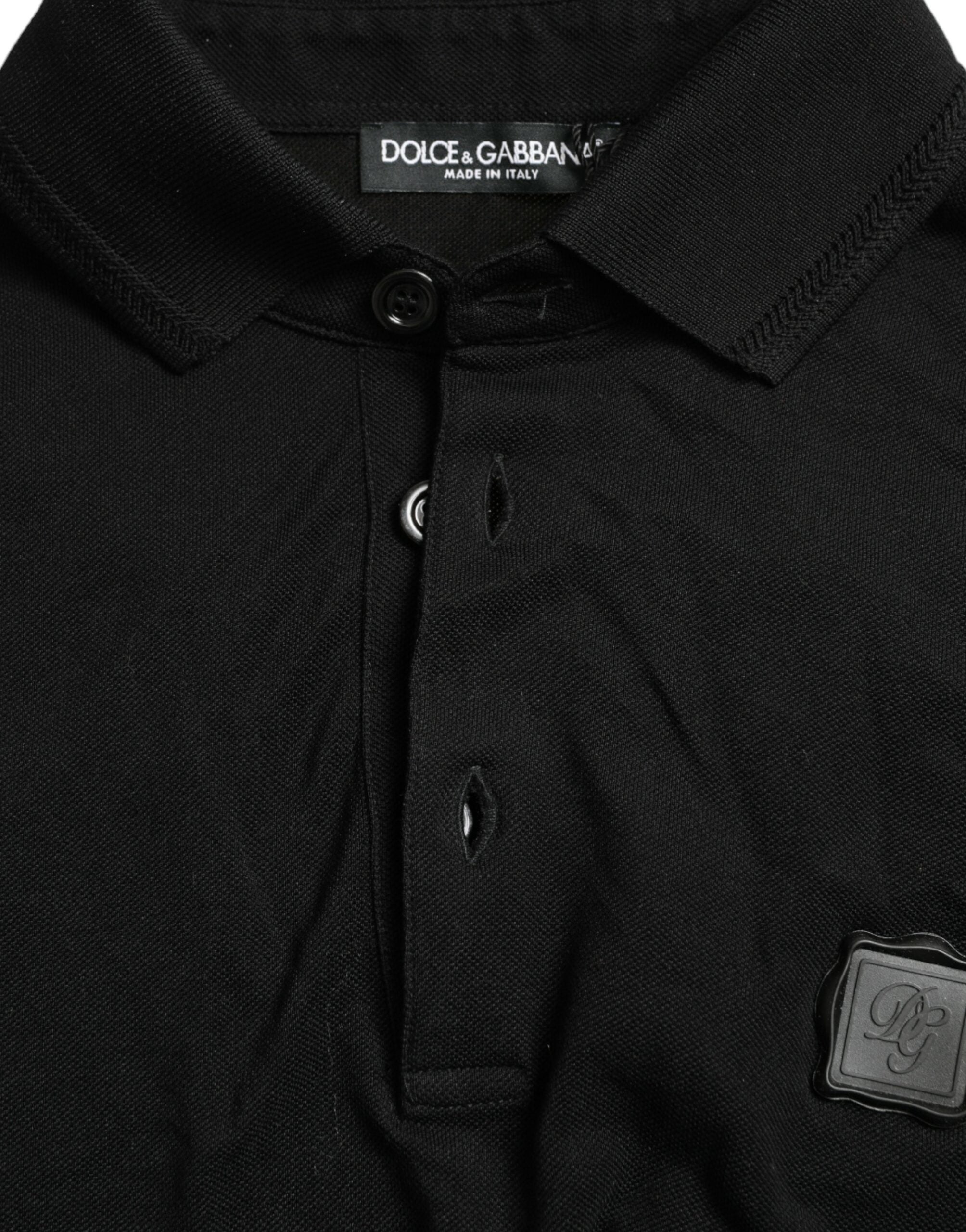 Dolce &amp; Gabbana Elegantes schwarzes Poloshirt aus Baumwolle