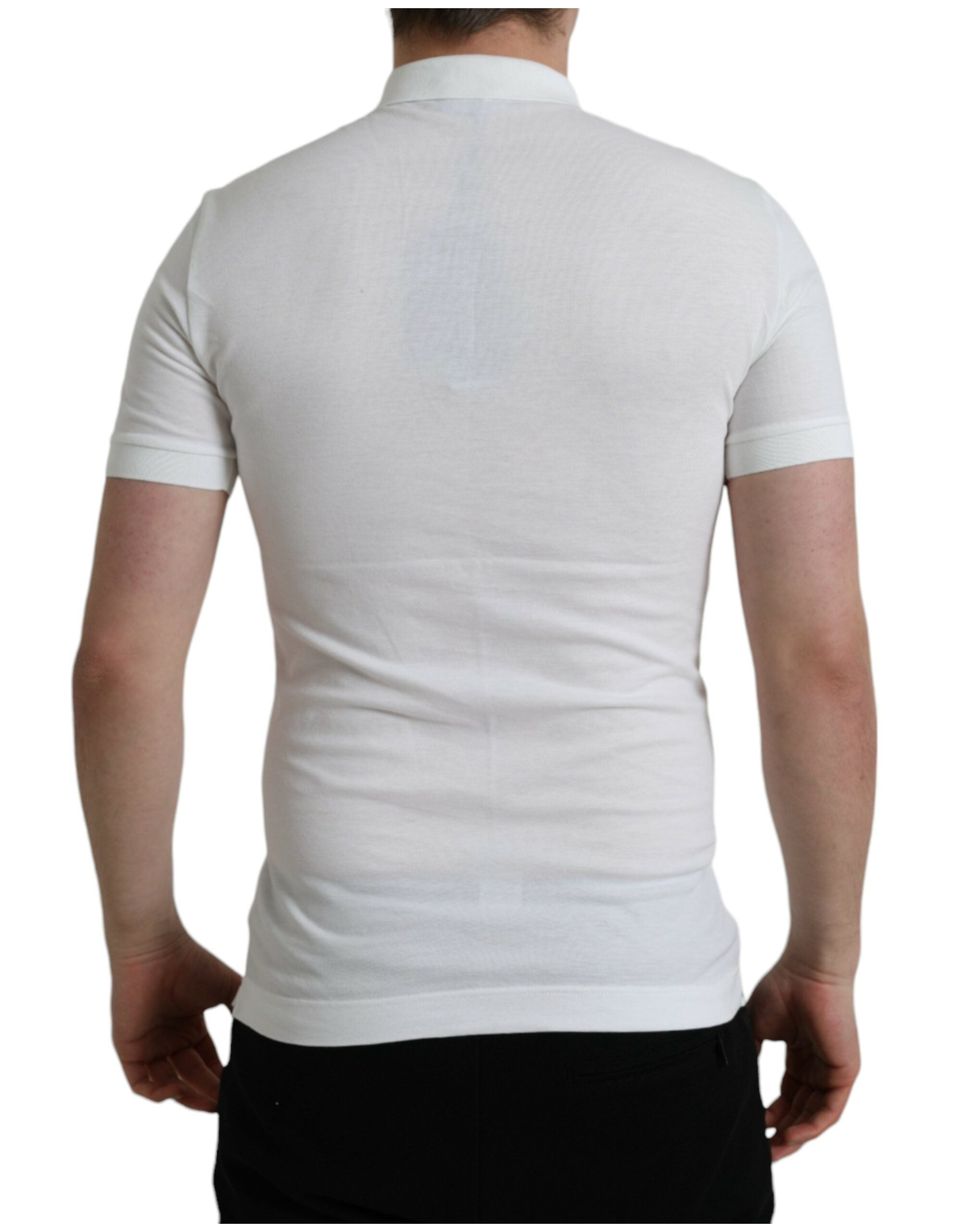 Dolce &amp; Gabbana – Poloshirt aus weißer Baumwolle mit Kronenstickerei