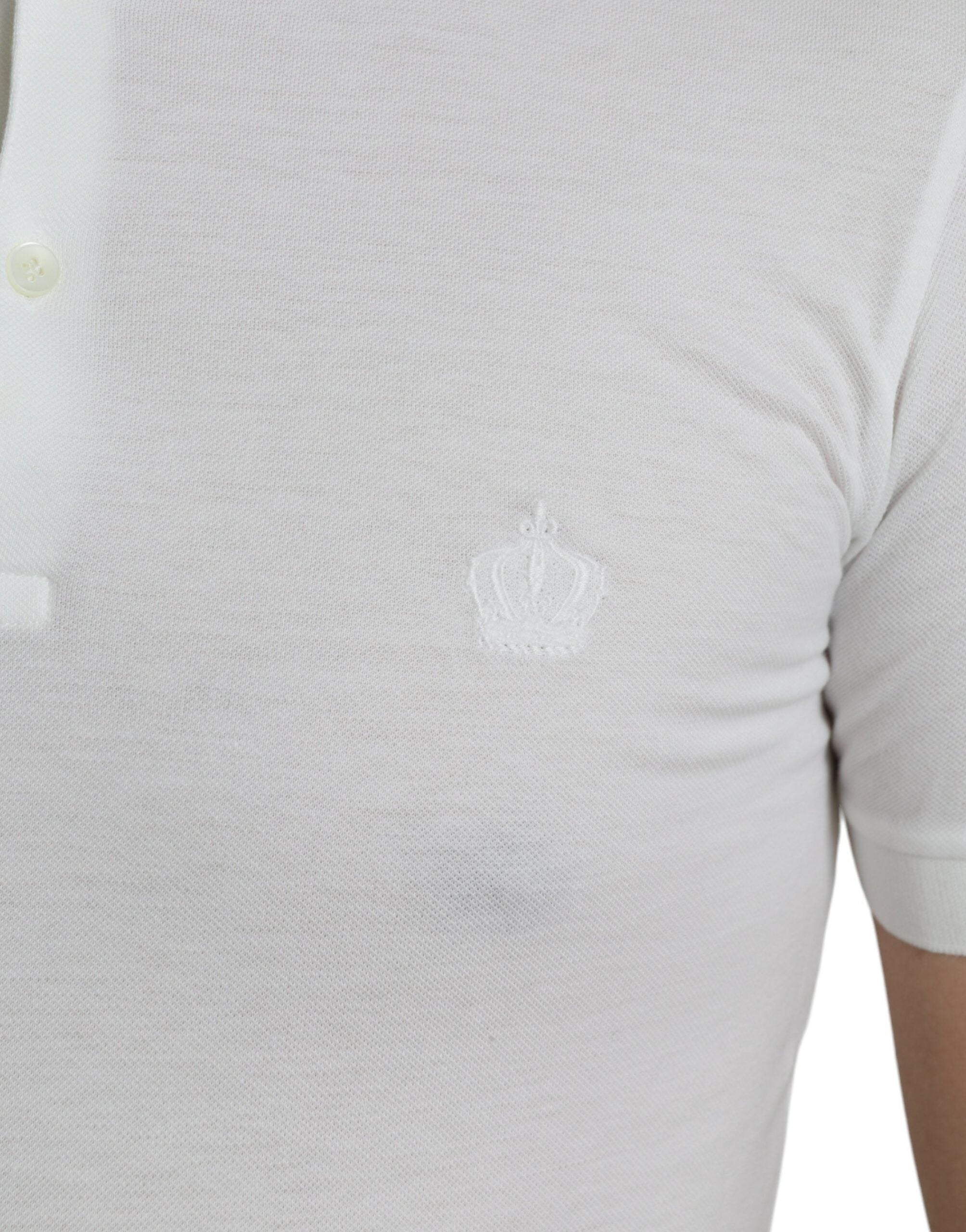 Dolce &amp; Gabbana – Poloshirt aus weißer Baumwolle mit Kronenstickerei