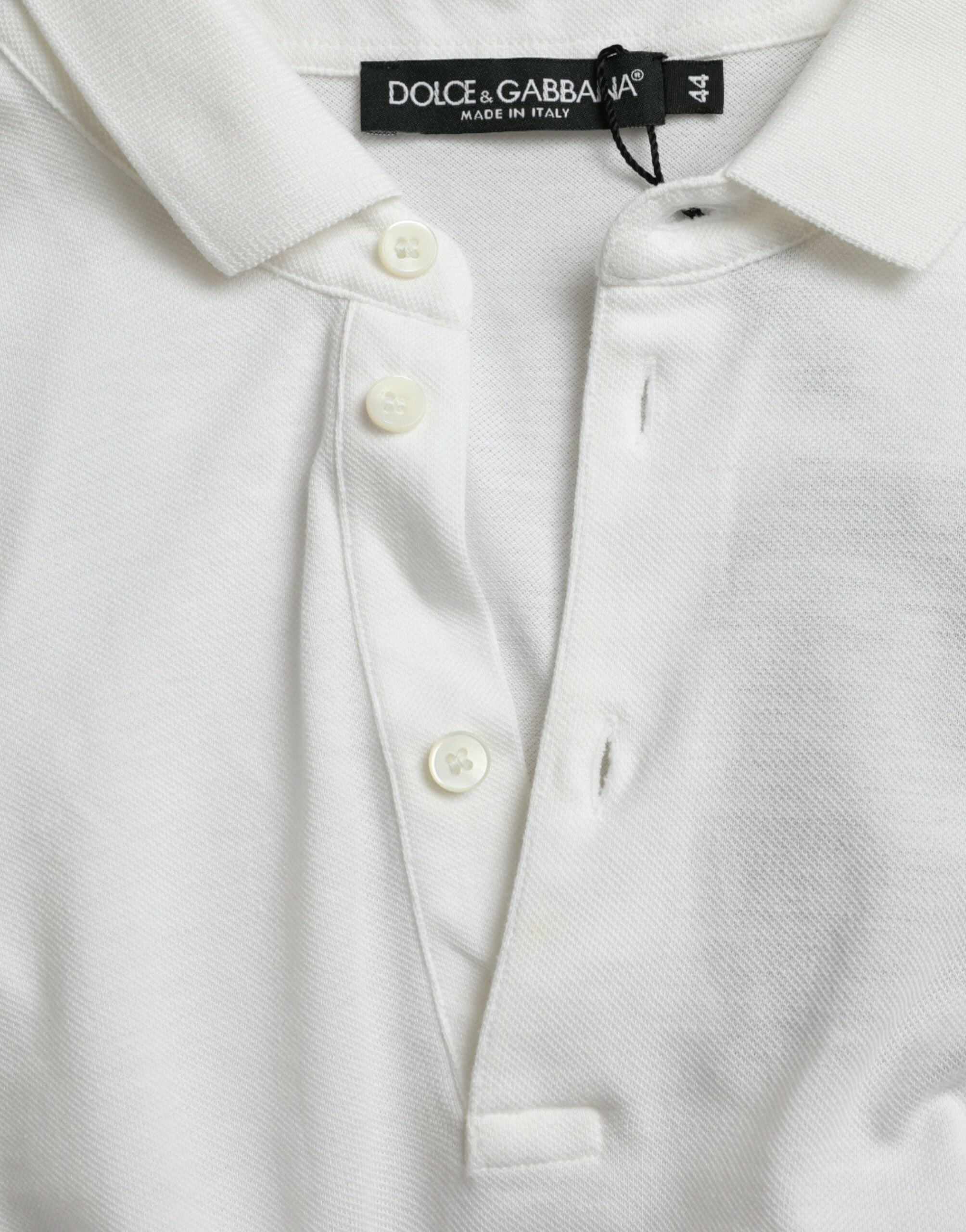 Dolce &amp; Gabbana – Poloshirt aus weißer Baumwolle mit Kronenstickerei
