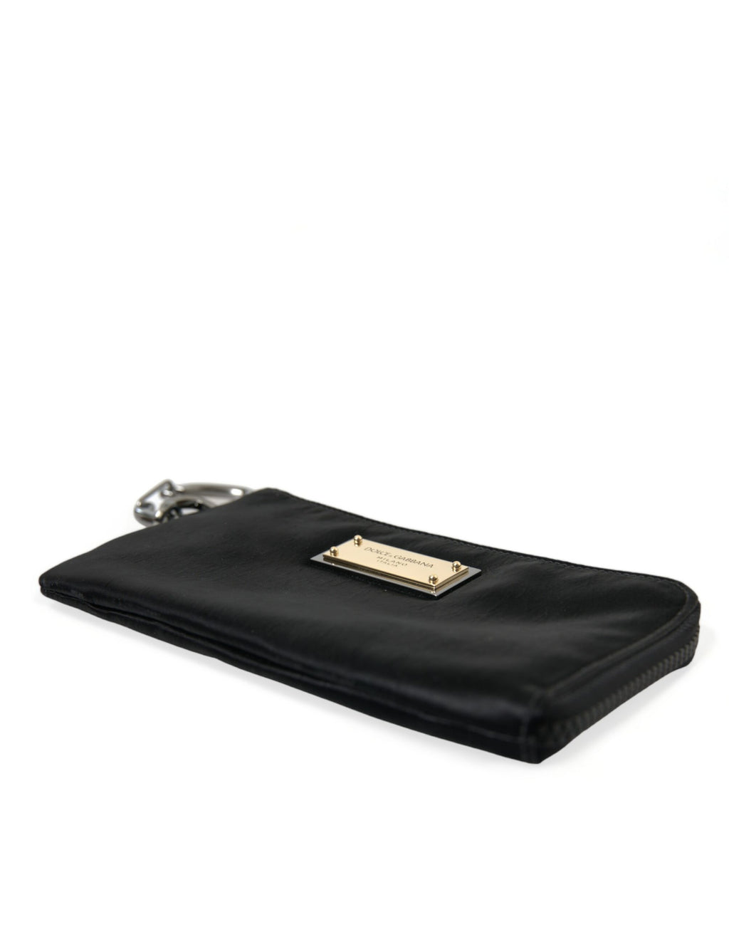 Pochette élégante en nylon et cuir Dolce &amp; Gabbana, noire