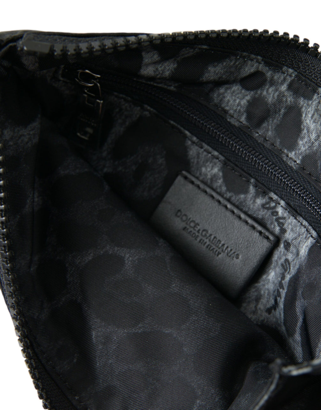 Pochette élégante en nylon et cuir Dolce &amp; Gabbana, noire