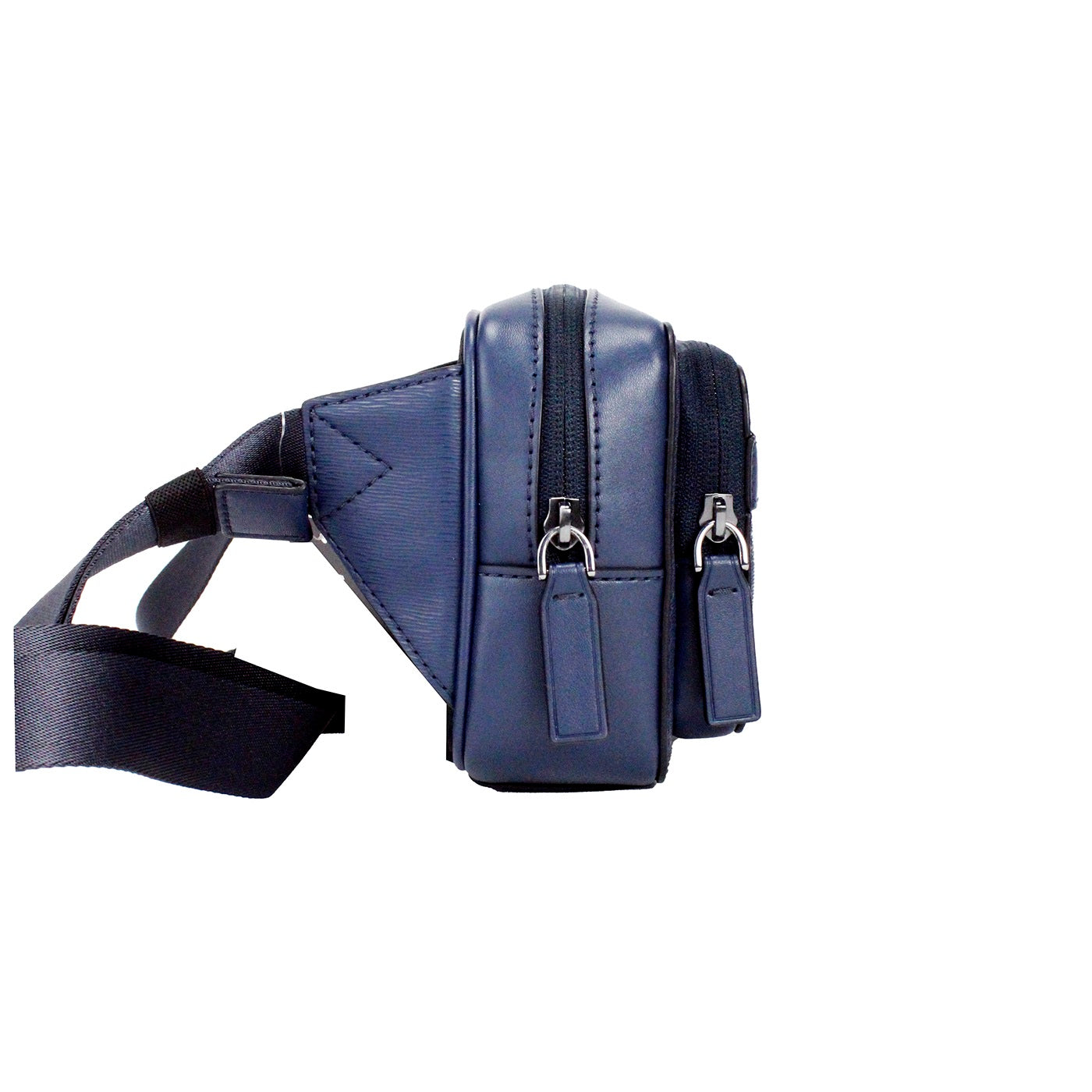 Michael Kors – Cooper – Kleine Gürteltasche aus glattem Leder mit Doppelreißverschluss in Marineblau
