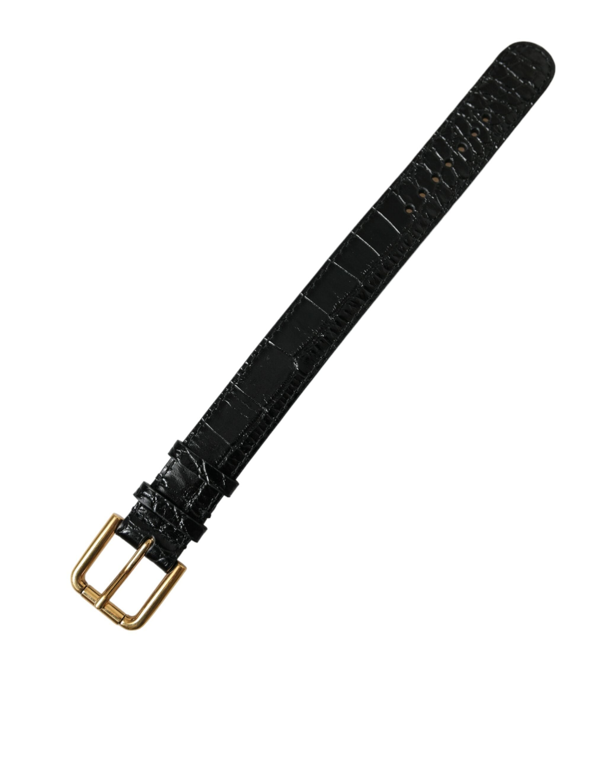 Dolce &amp; Gabbana Elegantes gold-schwarzes Lederarmband