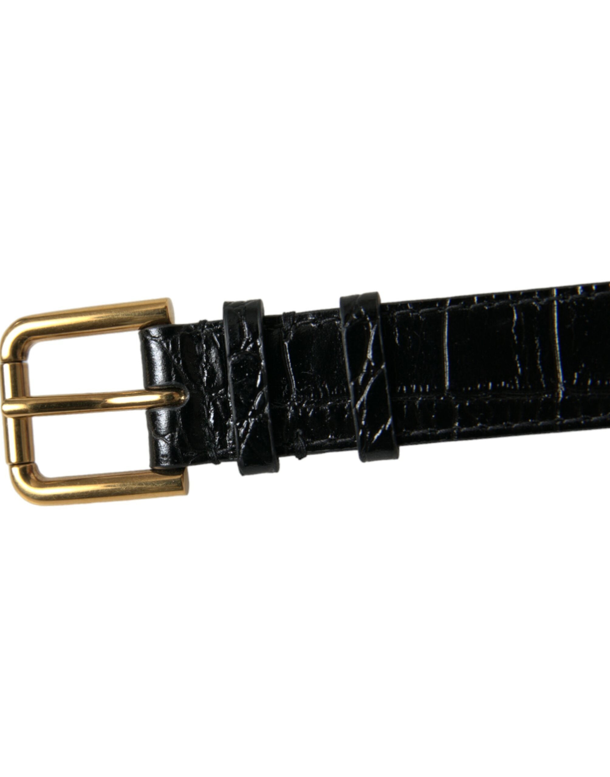 Dolce &amp; Gabbana Elegantes gold-schwarzes Lederarmband