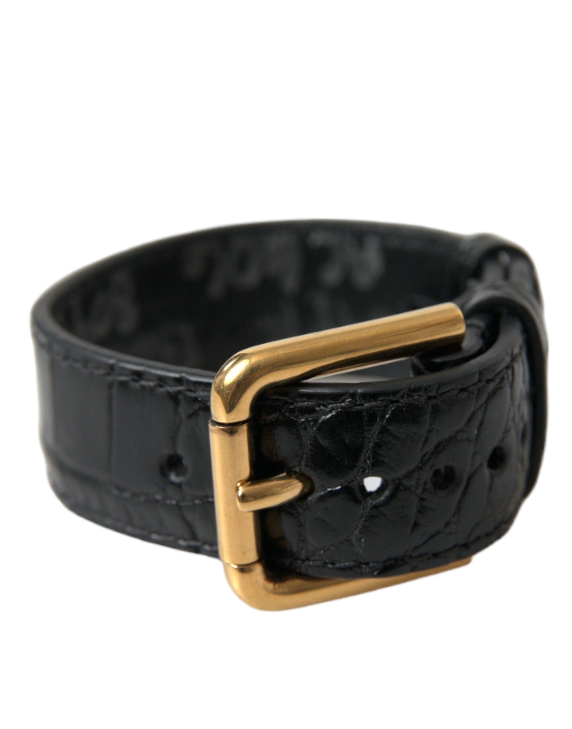 Dolce &amp; Gabbana Elegantes gold-schwarzes Lederarmband