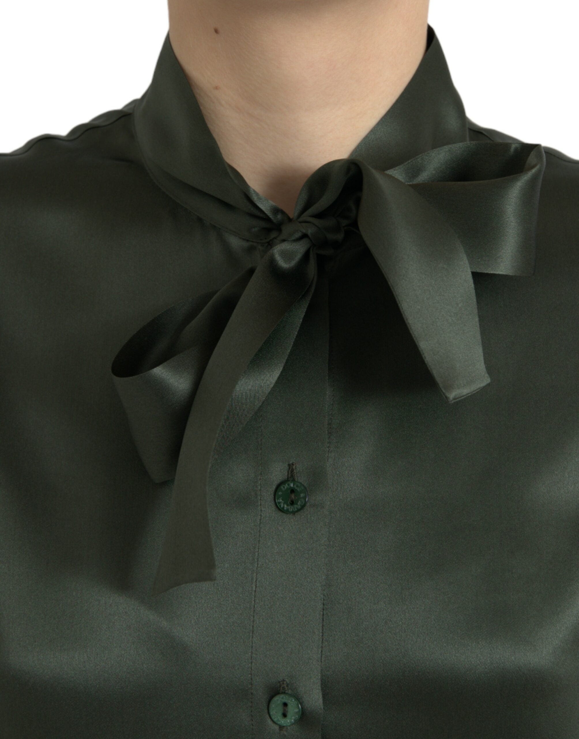 Dolce &amp; Gabbana Elegante Bluse mit Ascot-Kragen aus Seide