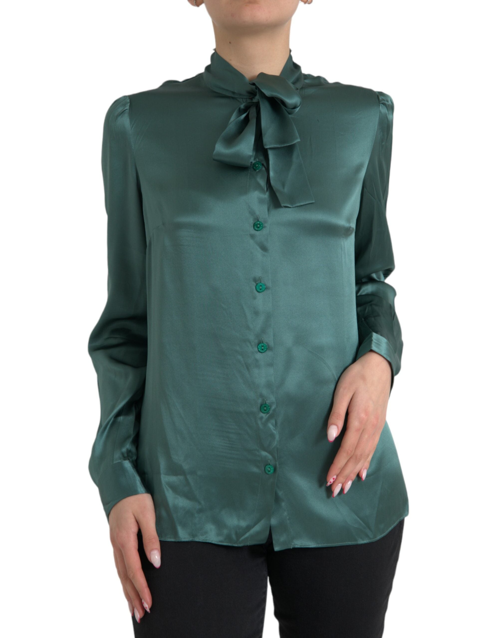 Dolce &amp; Gabbana - Chemisier élégant en soie vert foncé