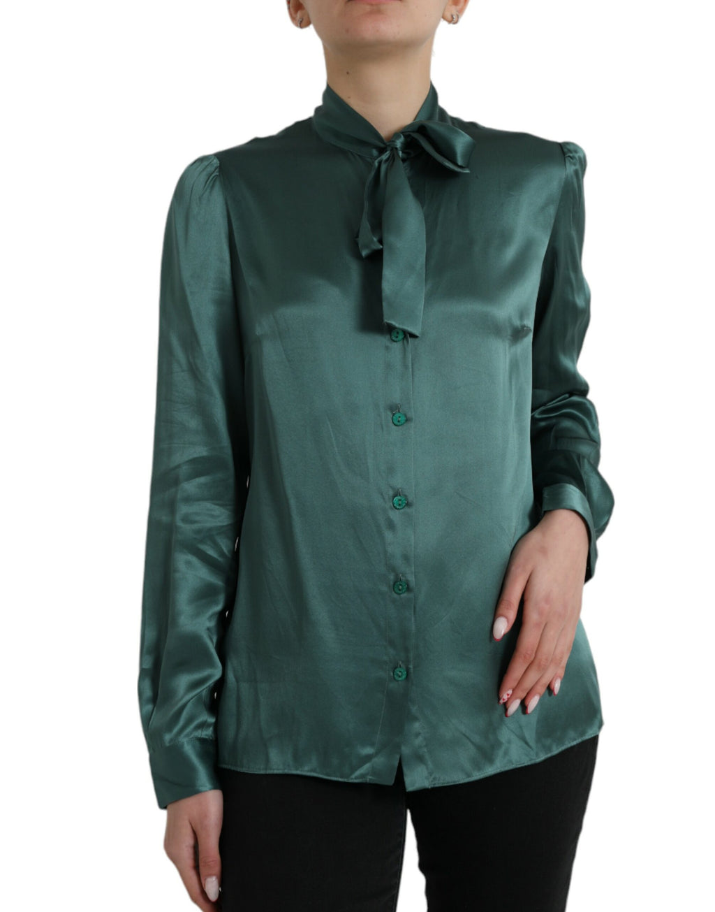 Dolce &amp; Gabbana - Chemisier élégant en soie vert foncé